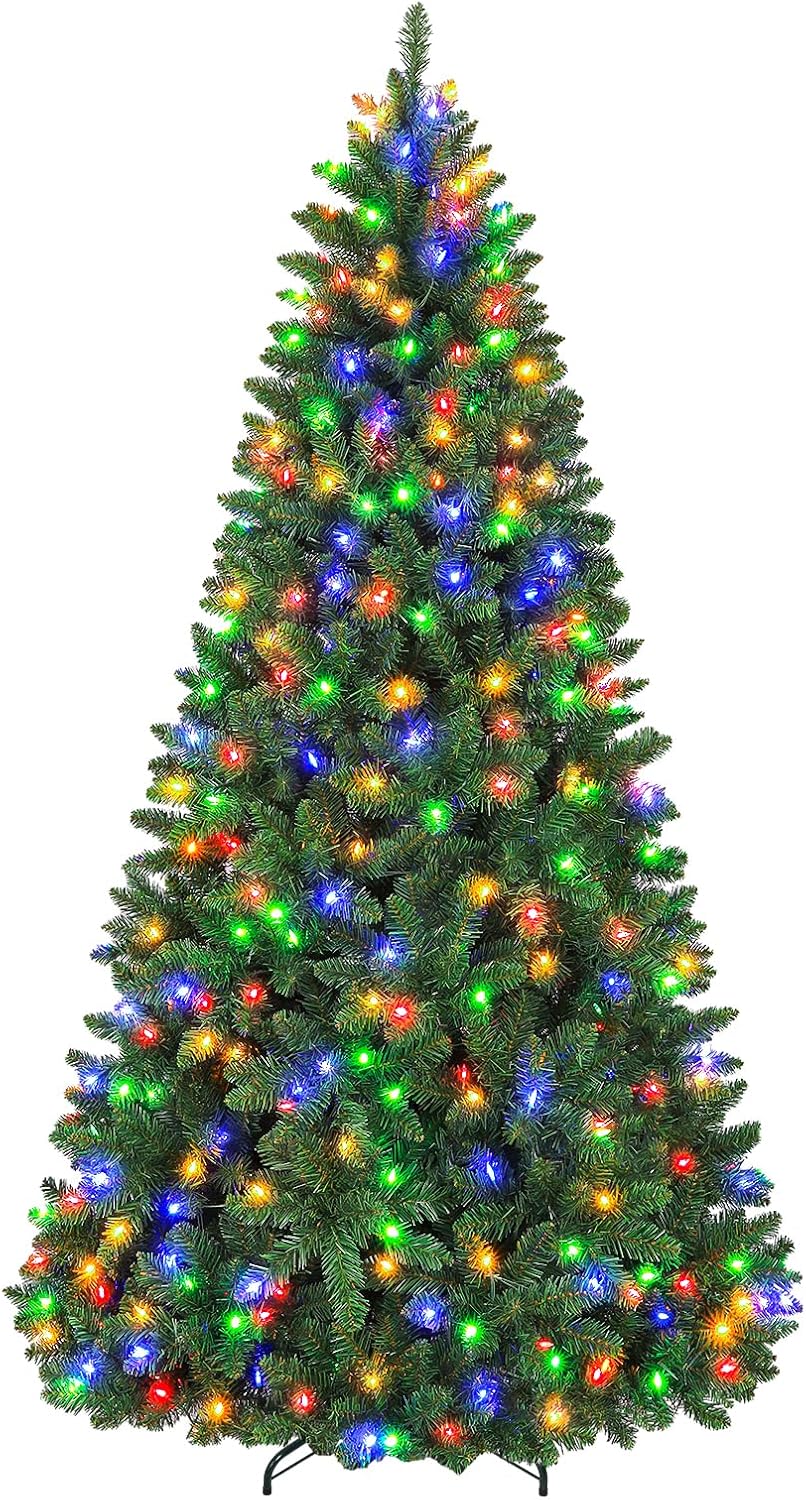 Hykolity 6' Pre-Lit Artificial Christmas Tree with 250 Changeable Color LED Lights, 1032 Tips, Easy Setup Hinged & Metal Base, 10 Modes
