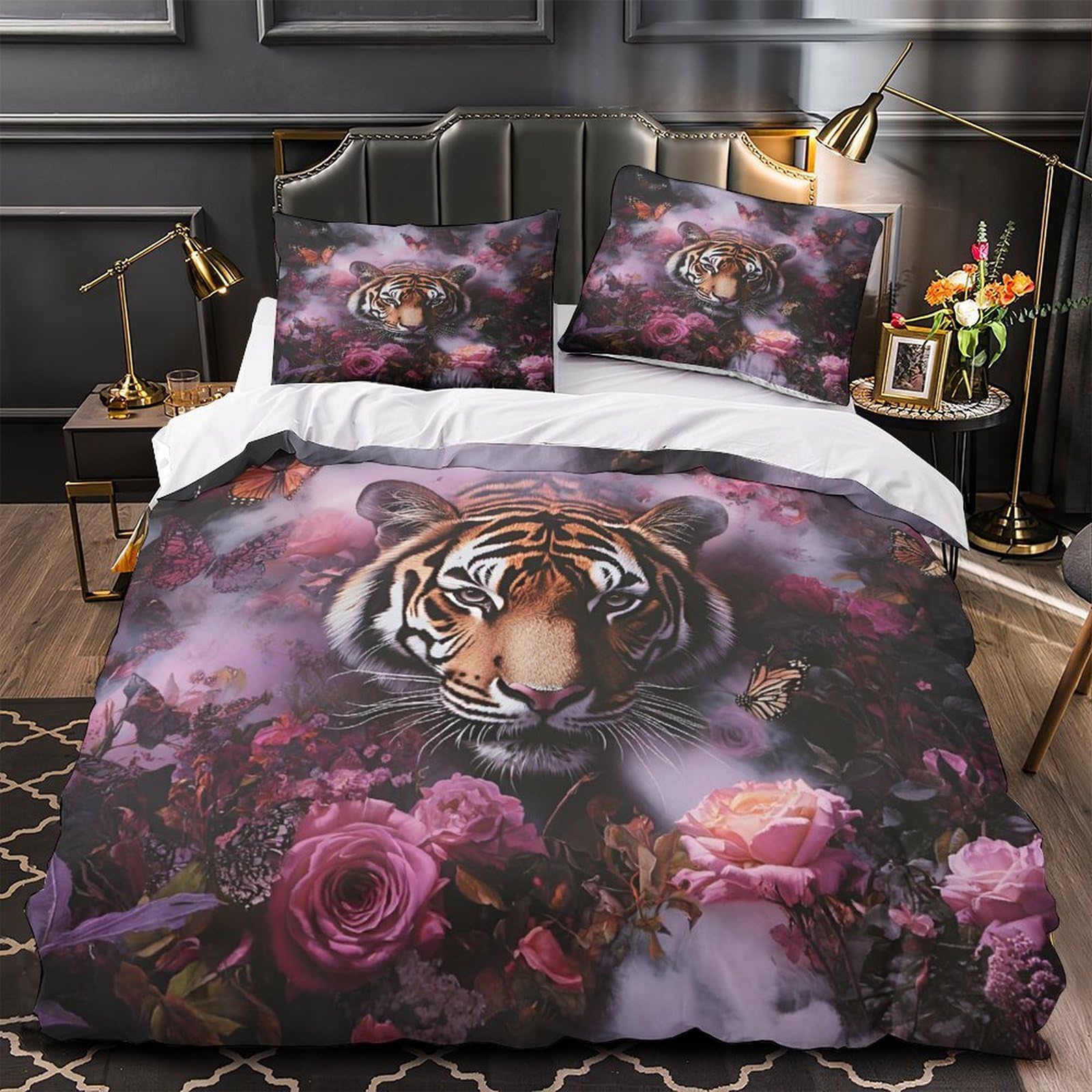 Housse de couette tigre 3D pour transformer la chambre double d'un garçon