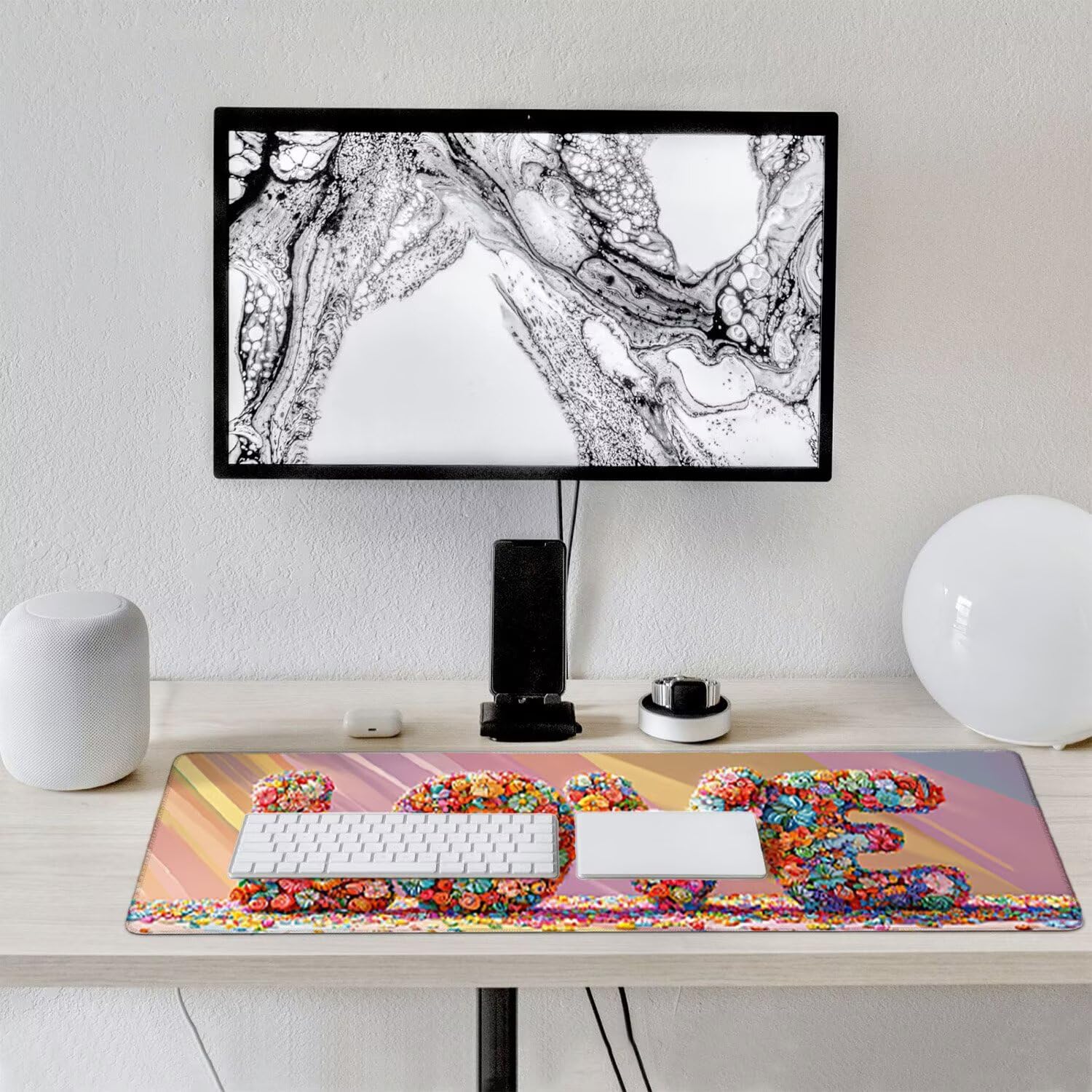 Podkładka pod mysz do gier XXL duża mysz 1600 x 800 mm, duża podkładka pod biurko z antypoślizgową gumową podstawą dla graczy, poprawia precyzję i szybkość (kwiaty miłość) o-357