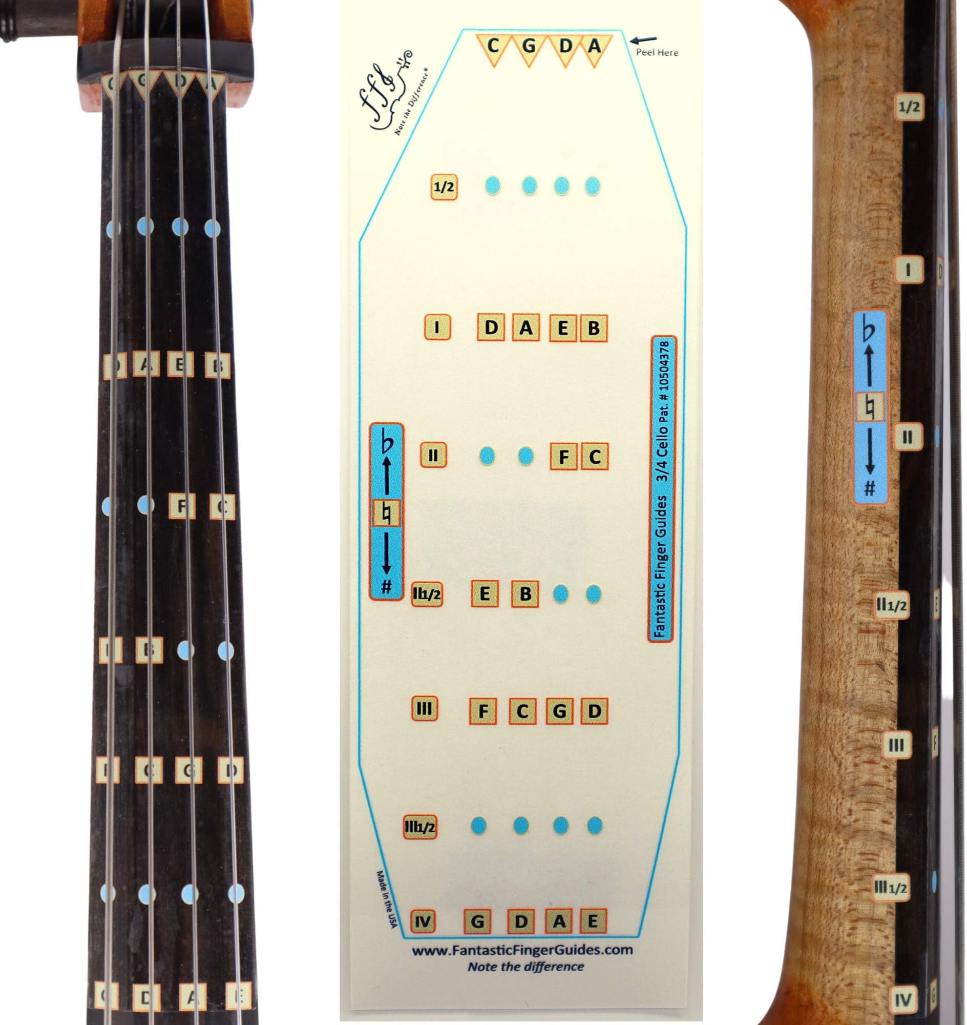 Fantastic Finger Guide for Cellos | Stringed Musical Instruments | Fingerboard and Fretboard Stickers for Learning All | Kids/Adult Beginner Cello Finger Guide | 3/4 Size