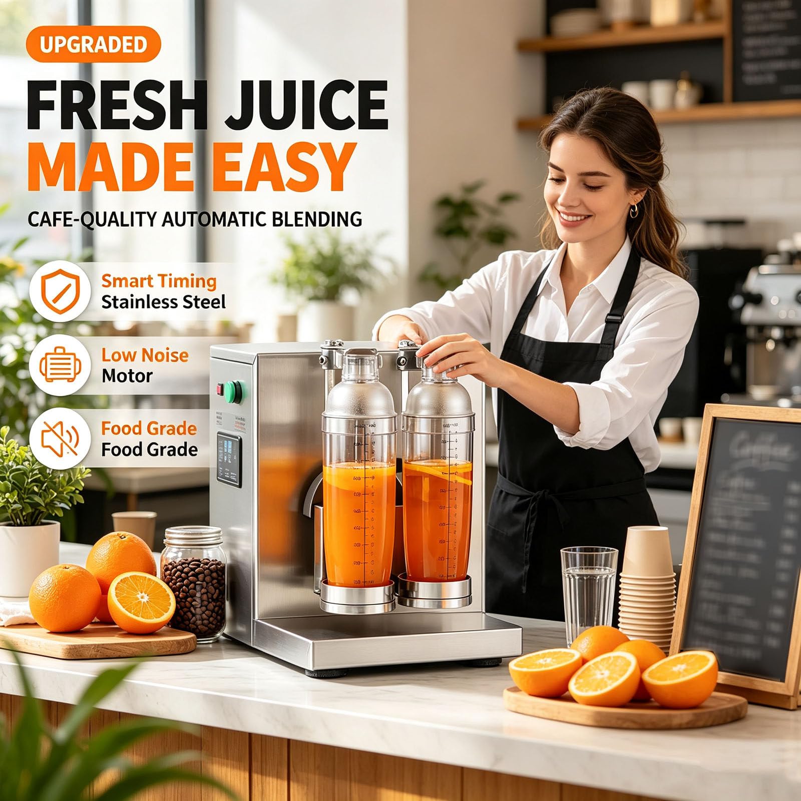 Shaker Automatico a Doppia Stazione, Motore Ad Alta Coppia da 120 W, 400 Giri/Min, Timer da 0 a 120 Secondi, Frullatore Elettrico per Bubble Tea, Cocktail E Succhi di Frutta.