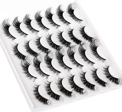 Miniatura 541 de Pooplunch Pestañas postizas de pelo de visón sintético, estilo de ojo de gato, paquete de pestañas postizas naturales esponjosas, paquete múltiple