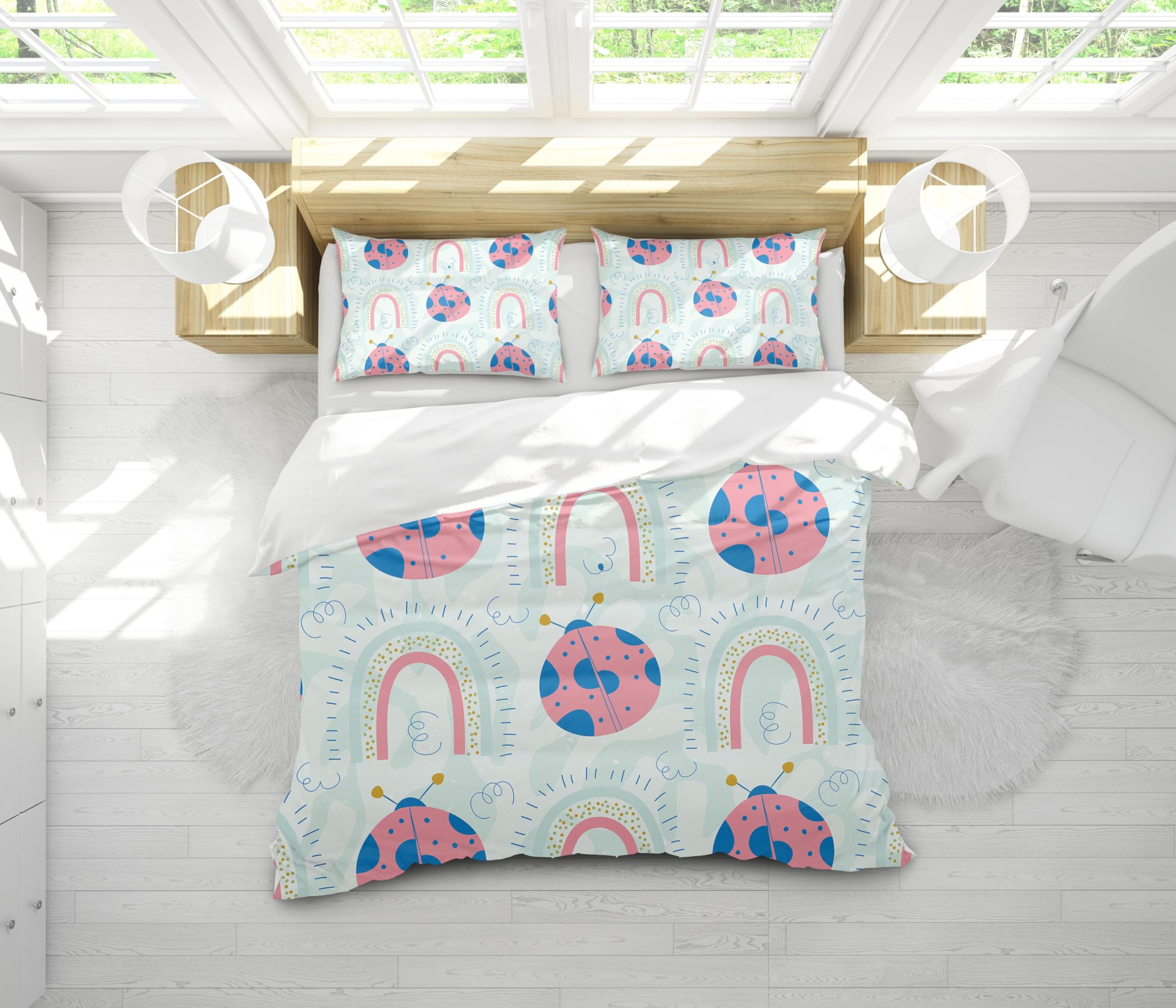 Parure de lit 3 pièces housse de couette 150x210 fermeture éclair taie 50x75