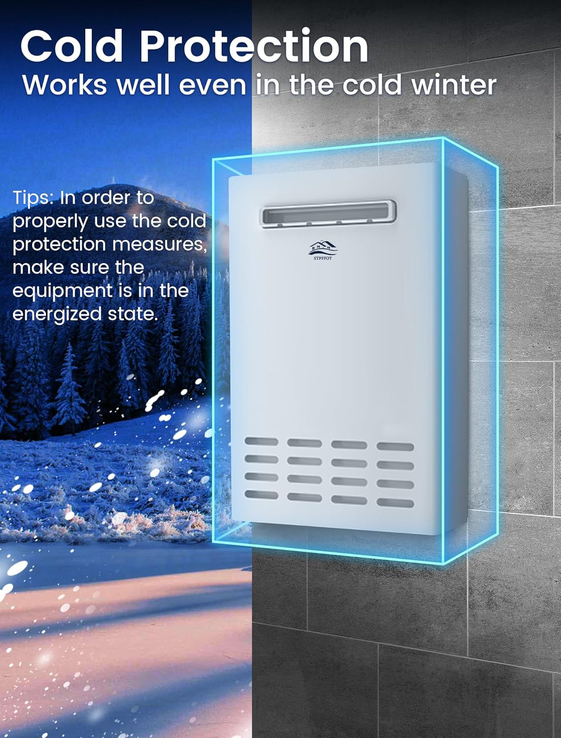 Propane Tankless Water Heater Outdoor, 5.2 GPM 130000 BTU On Demand Hot Water Heater with Remote Control, 110V Residential Instant Propane Waterheater