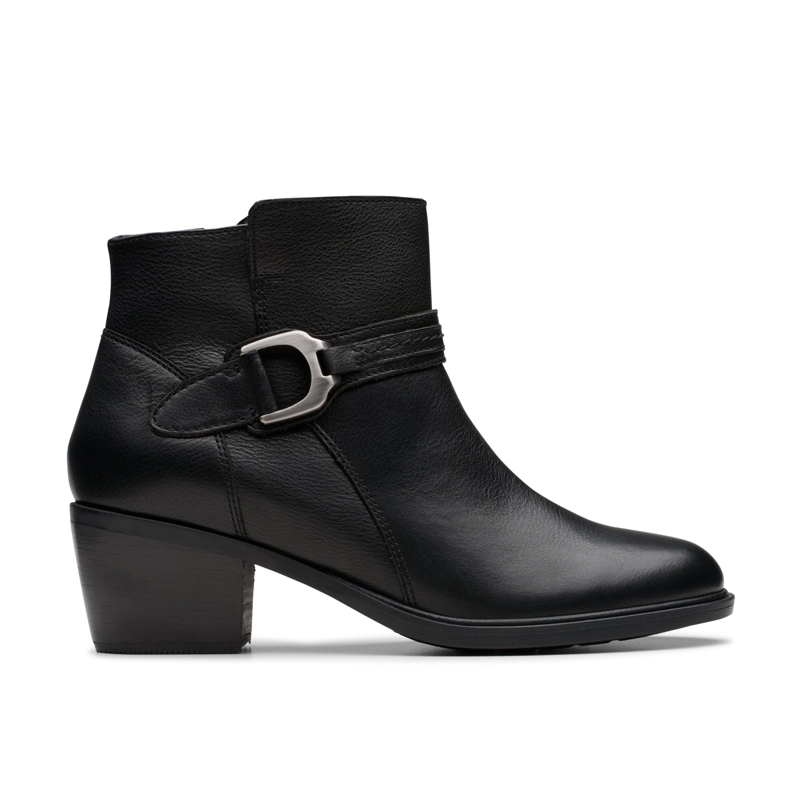 Clarks Neva Buckle Womens Black Leather, 6.5