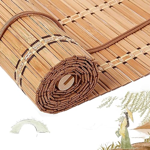 Persianas de bambú natural, persianas romanas de bambú, persianas de bambú inalámbricas para ventanas, persianas enrollables de bambú retro para