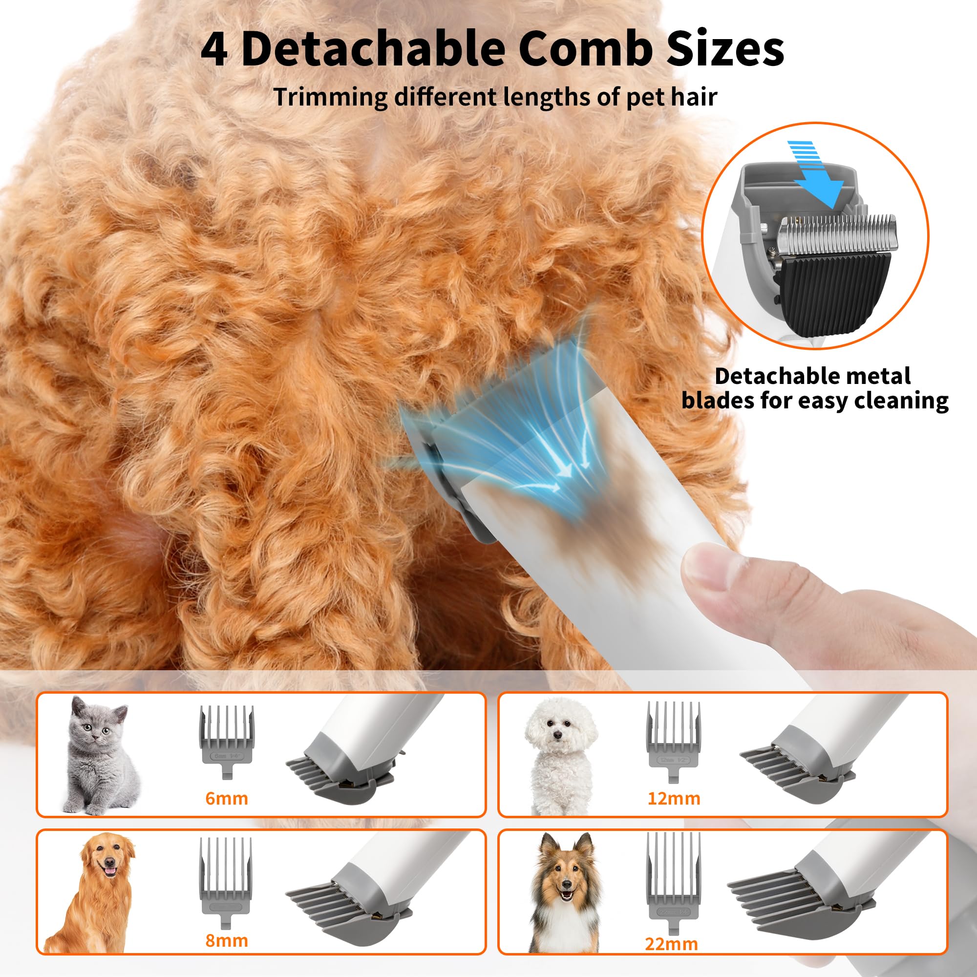 Kit per la toelettatura del cane, aspirapolvere per la toelettatura degli animali domestici con tagliacapelli elettrico, spazzola per la pulizia della polvere da 1,5 l, strumento per la pulizia e la