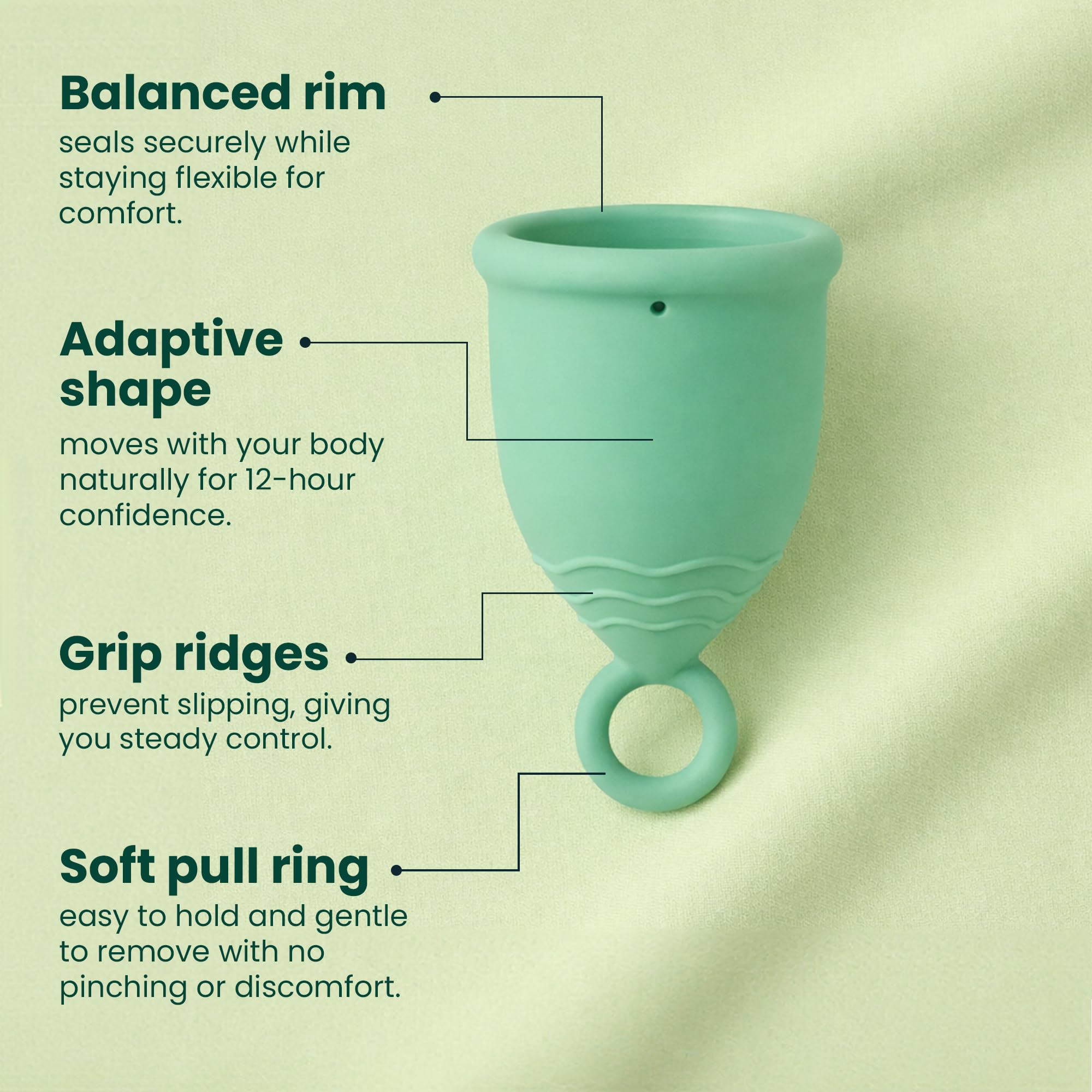 Shordy Reusable Menstrual Cups for Women – Soft Medical-Grade Silicone Period Cup with Loop Handle for Easy Removal – Feminine Hygiene Alternative to Pads, Tampons & Discs