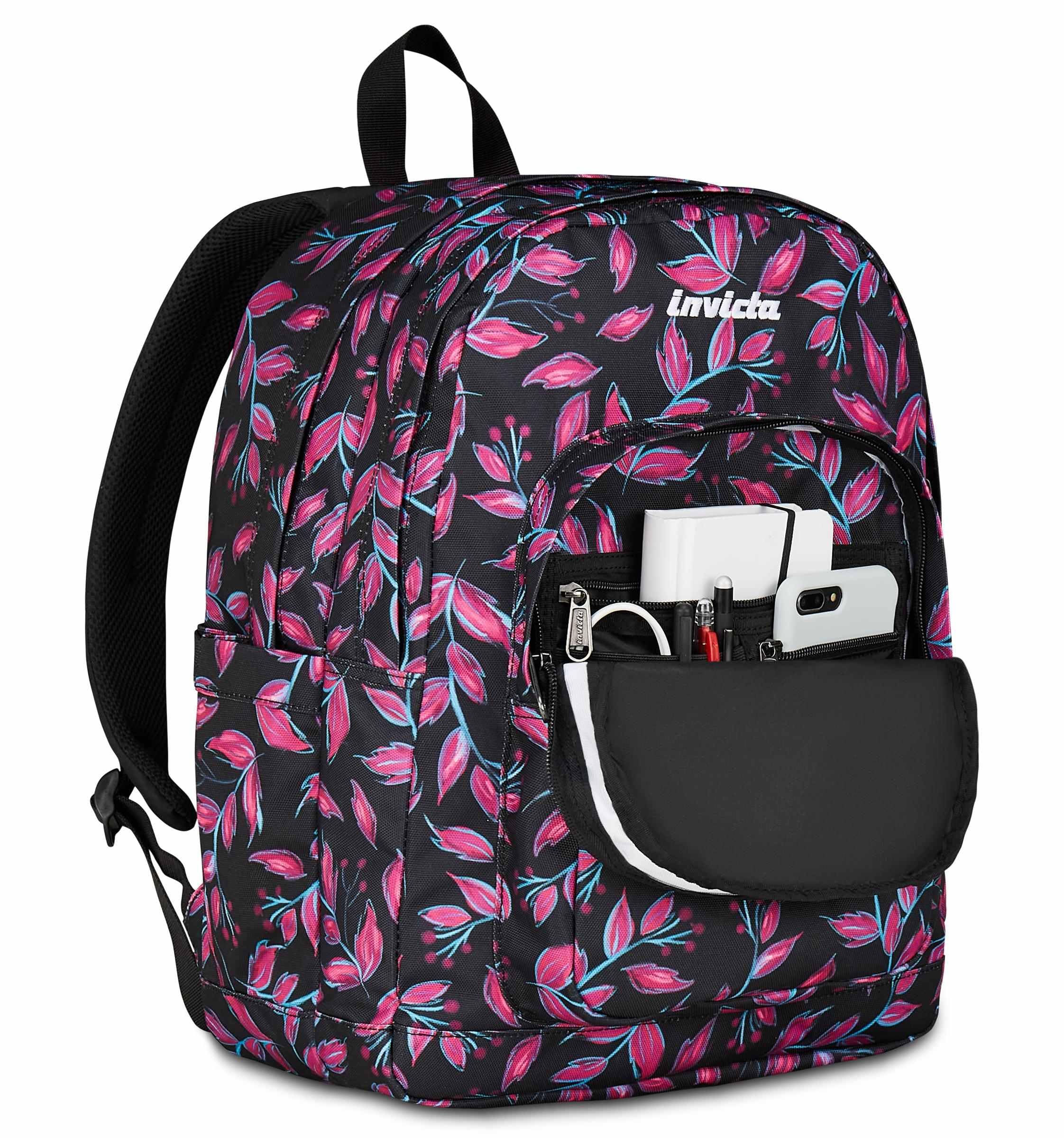 Invicta Zaino Scuola Jelek, Rosa, Doppio Scomparto Con Tasca per PC e Tasca per Borraccia, 34 lt, Scuola Media e Superiore, Zaino Ragazza
