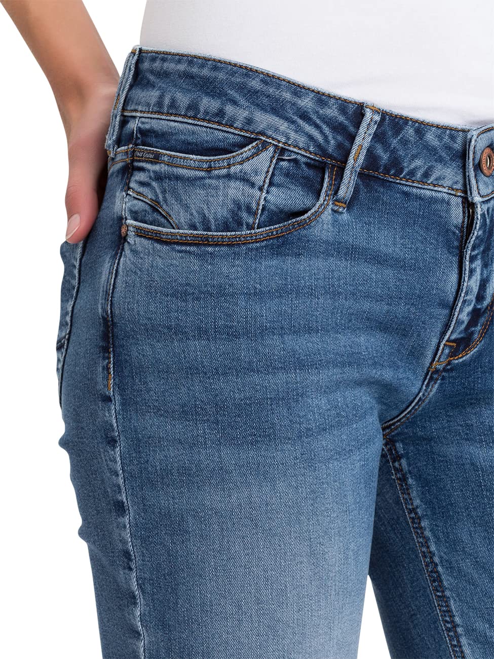 Cross Damskie jeansy Rose High Waist Straight Regular Fit, Mid Blue (061), 31W / 36L