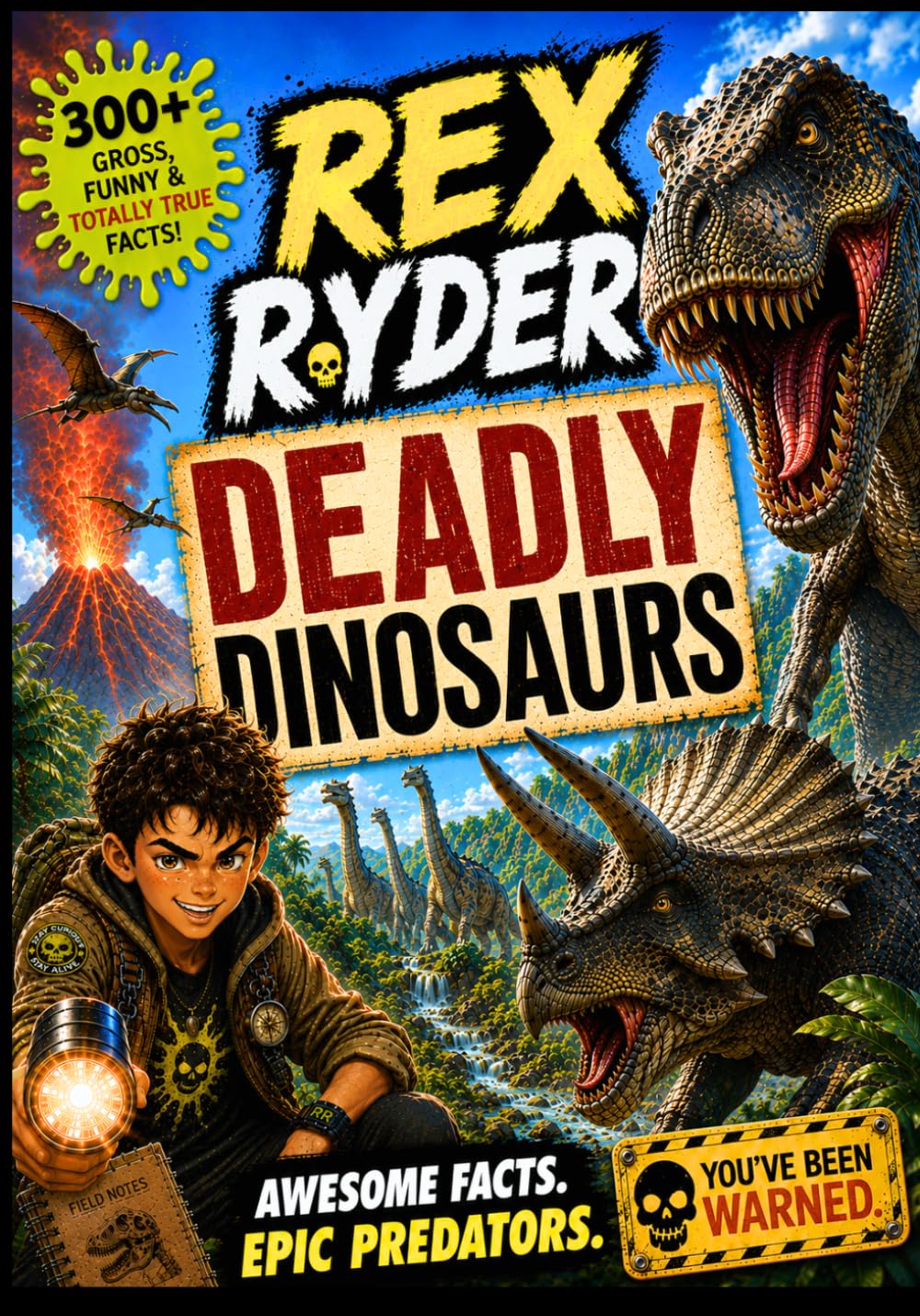 Rex Ryder’s Deadly Dinosaurs: 300+ Gross, Funny & Totally True Dinosaur Facts for Boys Ages 8–12 — Epic Predators, Savage Beasts, Fossil Discoveries & Prehistoric Survival Secrets