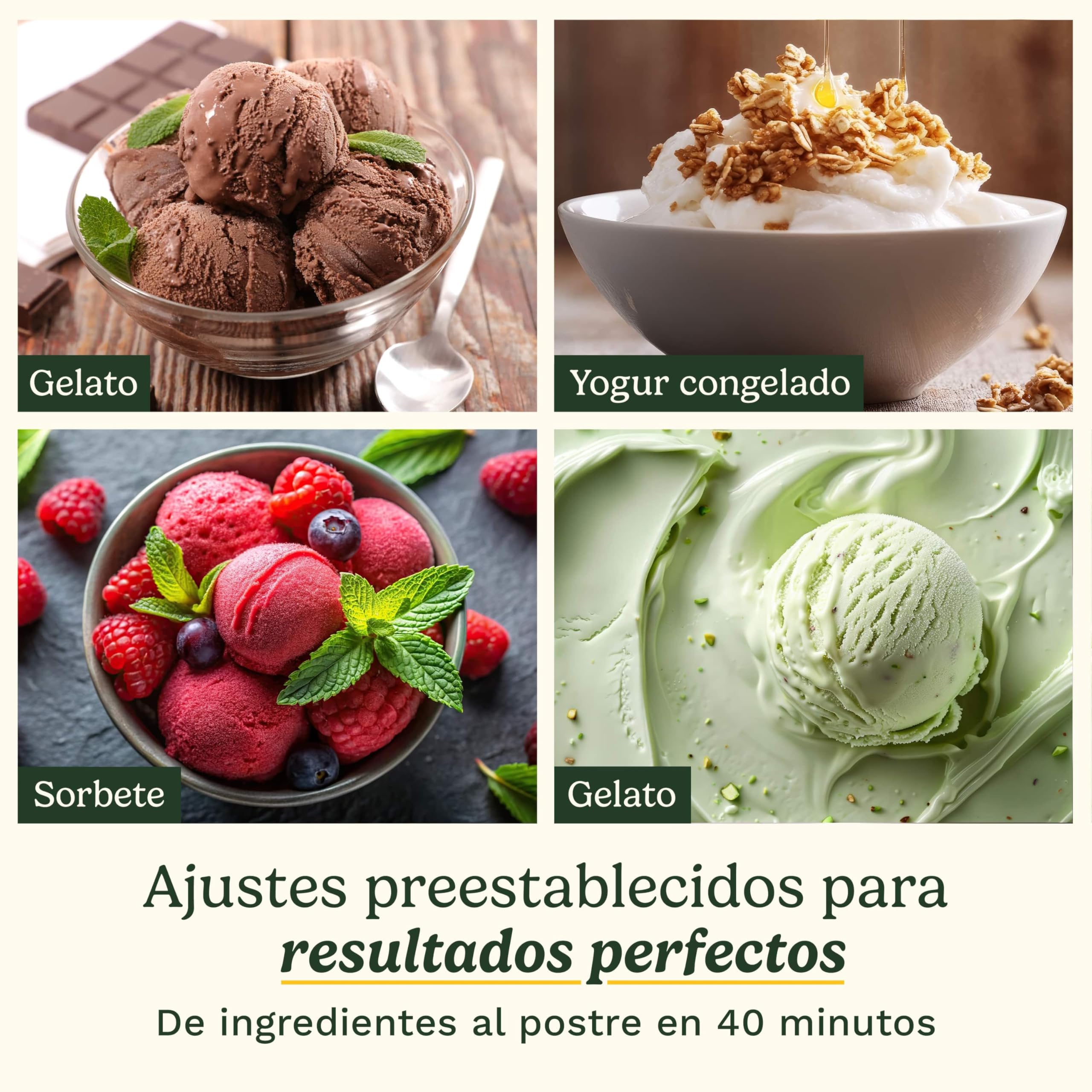 Cuisinart FreezeEase Pro – Heladera con compresor, 4 ajustes, 14 funciones, lista en 40 min, 1,5L, 2 palas, sin precongelación, mezcla, frío 90 min