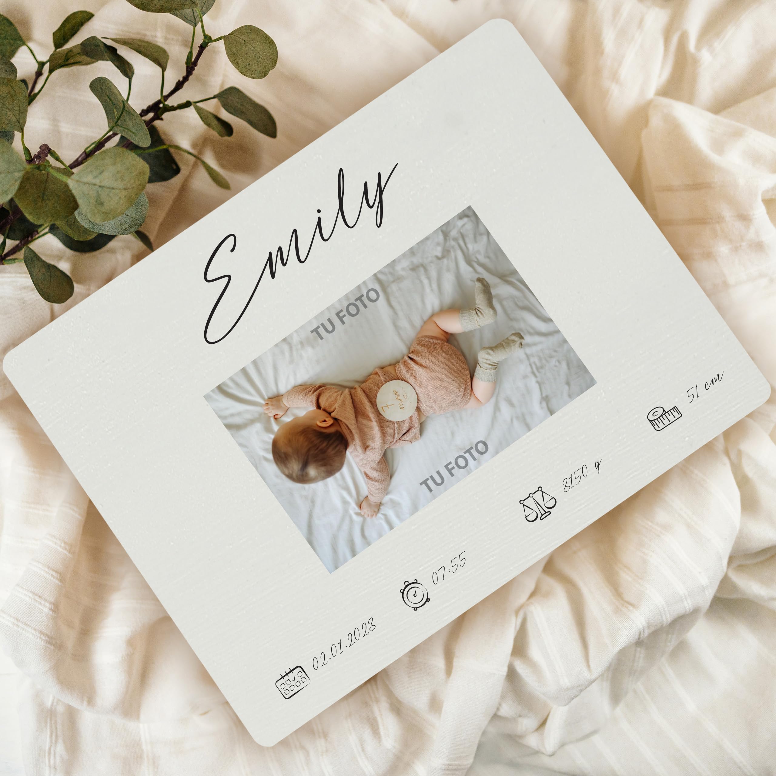 Creative DECO Blanca Caja de Recuerdos Personalizada con tu Foto para Bebés | / Idea de Regalo de Nacimiento Personalizado | Cajas de Madera Personalizadas para Niños | Personalizados para Niño y Niña