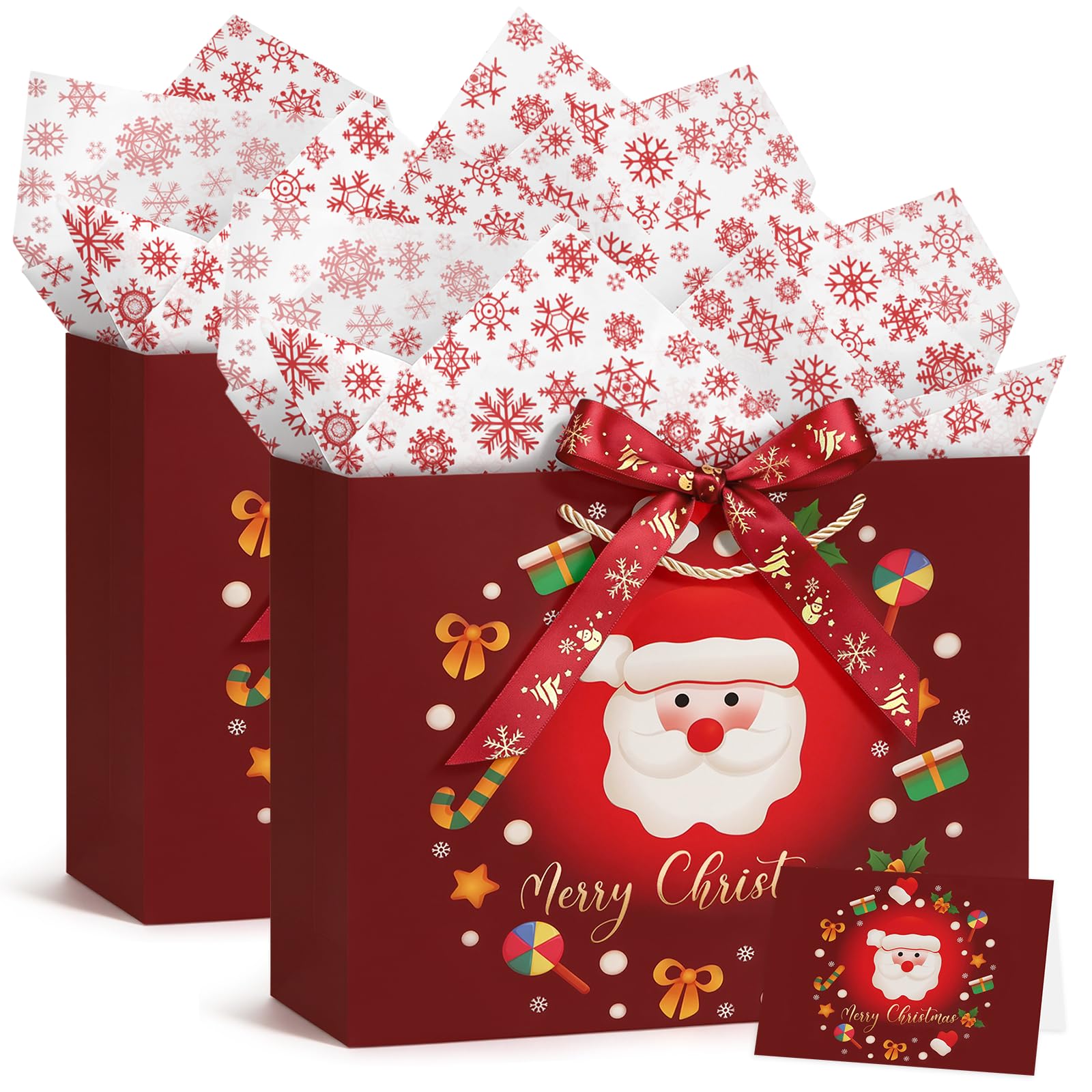 JMANNI 2Pcs Large Red Christmas Gift Bag for Presents,Christmas Paper Bags โ image 1