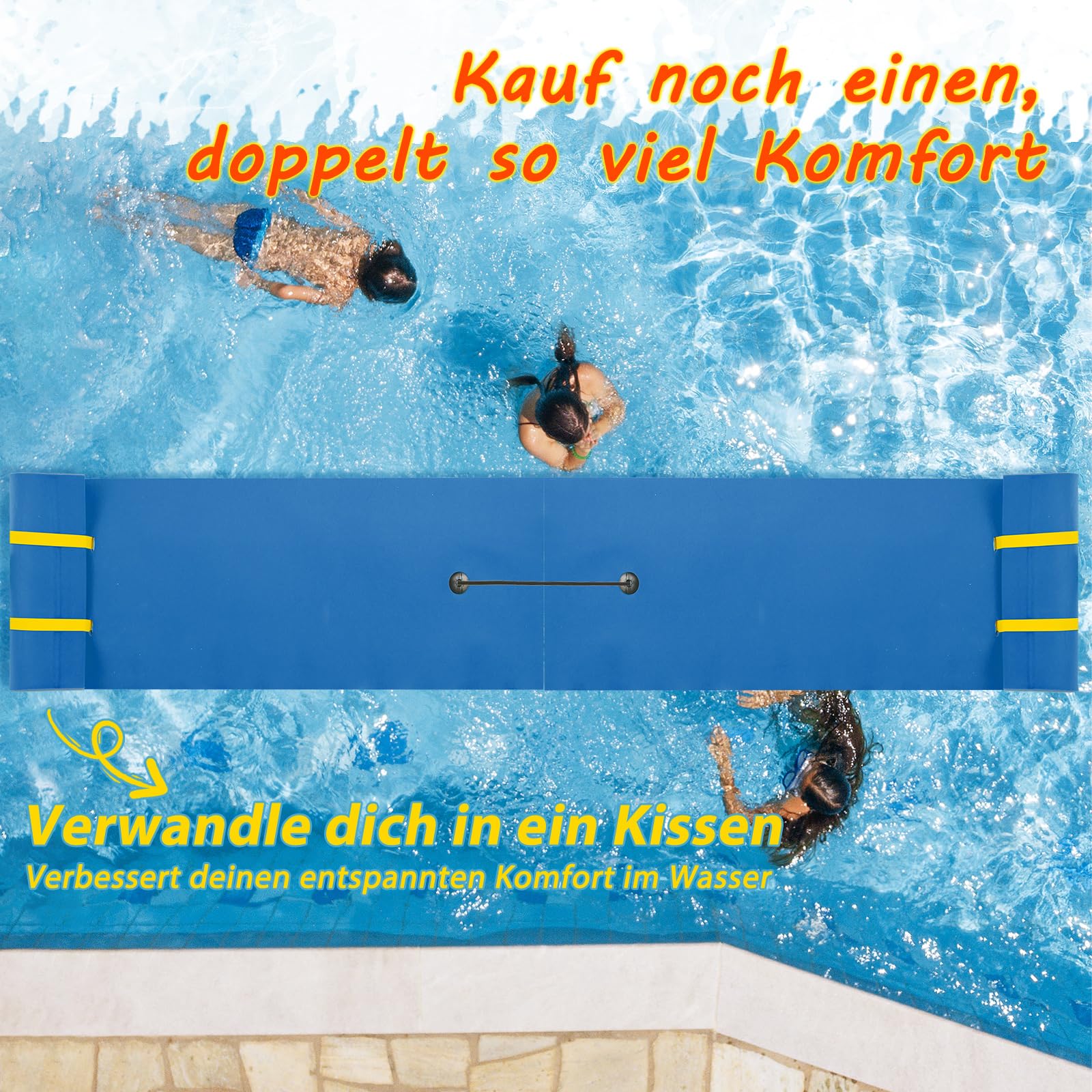 COSTWAY Schwimmmatte 355 x 183 cm, Schwimmende Wassermatte bis 400 kg belastbar, Schwimmmatte aus reißfestem XPE-Schaumstoff, Wasserliege, Wasserhängematte für Kinder und Erwachsene