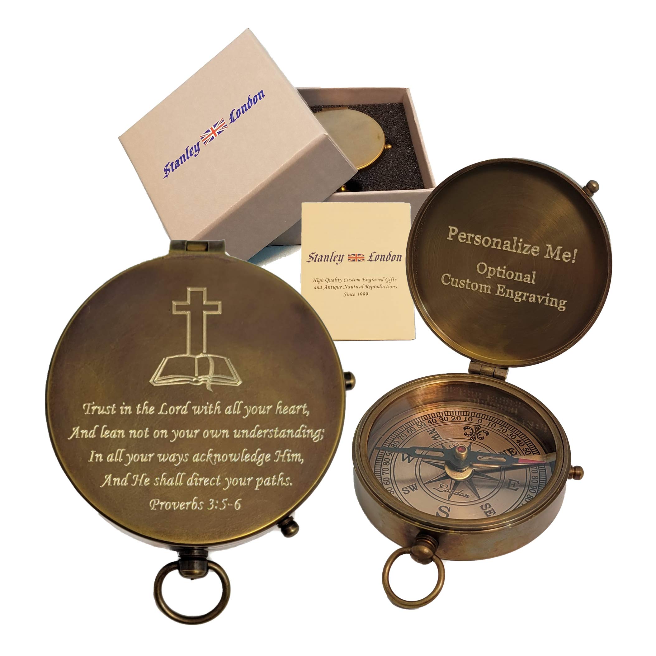 Buy Personalized Large Pocket Compass Engraved Religious Gifts Unique Christian/Catholic