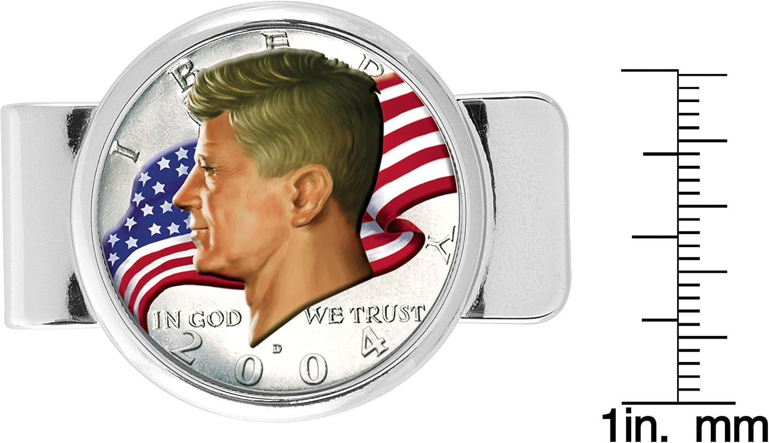 Coin Money Clip JFK Half Dollar With American Flag
