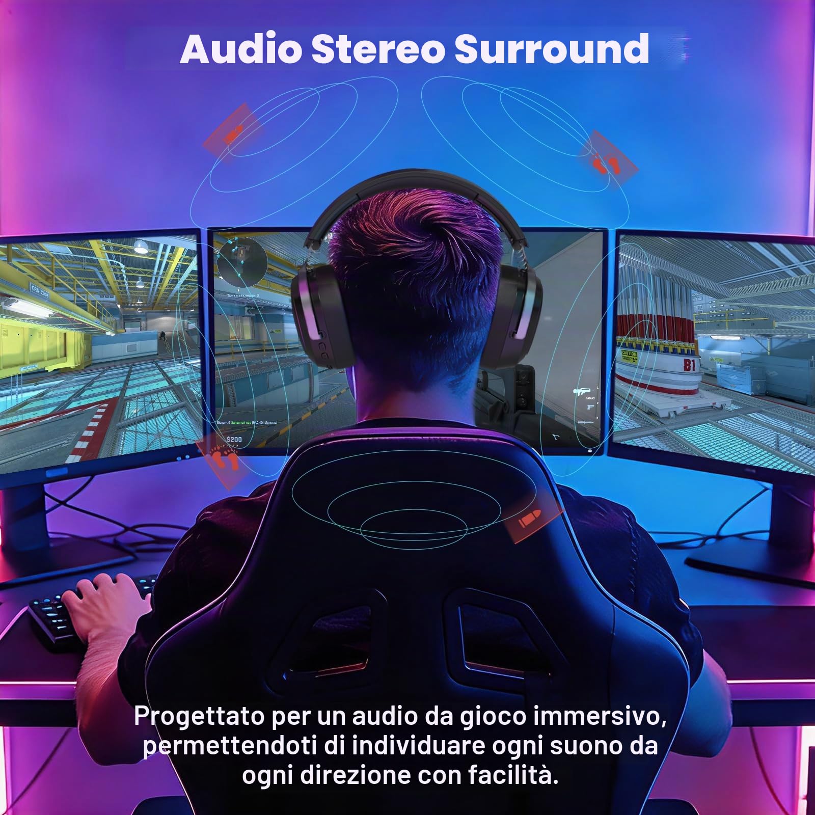 ATTACK SHARK G800 Cuffie Gaming Wireless, Batteria 1000 mAh, Microfono Rimovibile, Telaio in Alluminio, Audio Surround 3D, Latenza 20 ms, Driver 50 mm, 3 Modalità 2.4G/Bluetooth/Cablata