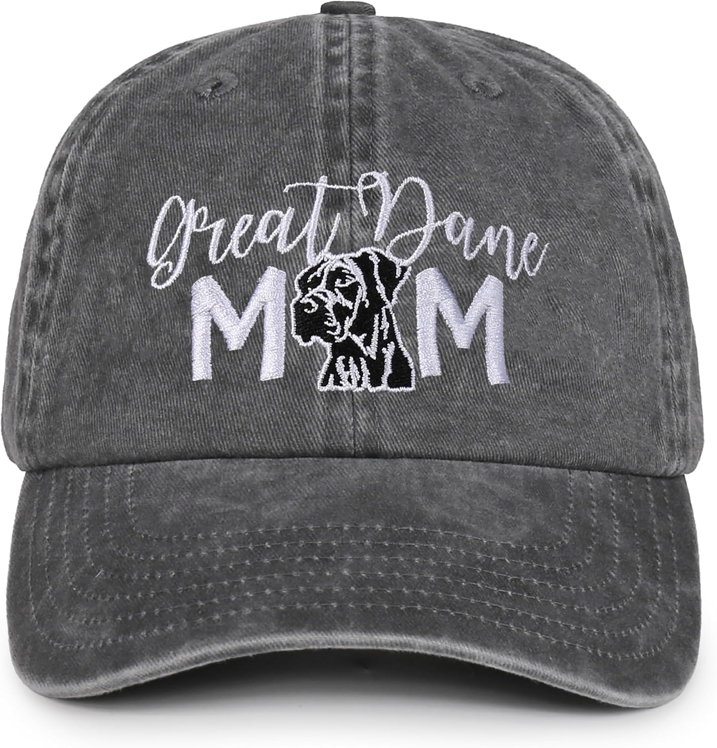 InnoBeta Great Dane Gifts Cap for Women - Adjustable Vintage Washed Cotton Embroidered Hat - Gift for Dog Mom, Mother's Day - Grey