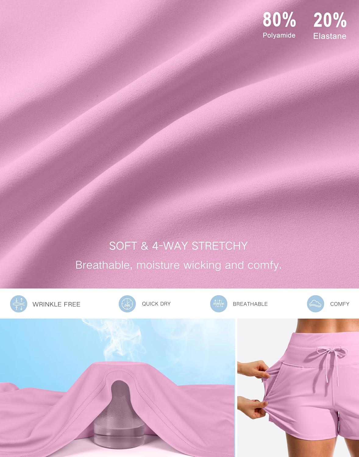 Soothfeel Women's Athletic Running Shorts with Pockets 3.5" Quick Dry High Waisted Workout Active Gym Shorts for Women - Image 6