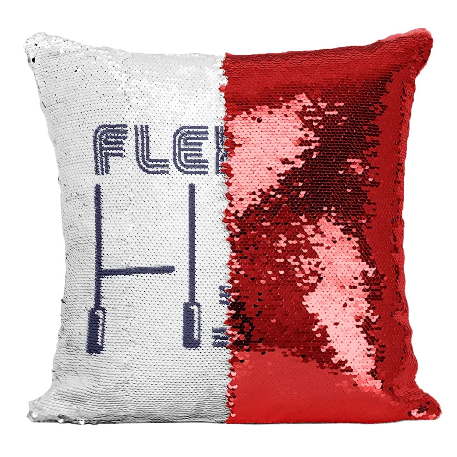 Coussin sequin rugby rouge avec housse paillettes changeantes pour fan de ballon ovale