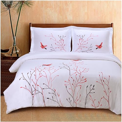 Miniatura 8 de SUPERIOR Swallow - Juego de funda de edredón bordada, algodón de fibra larga, matrimonialQueen, dorado