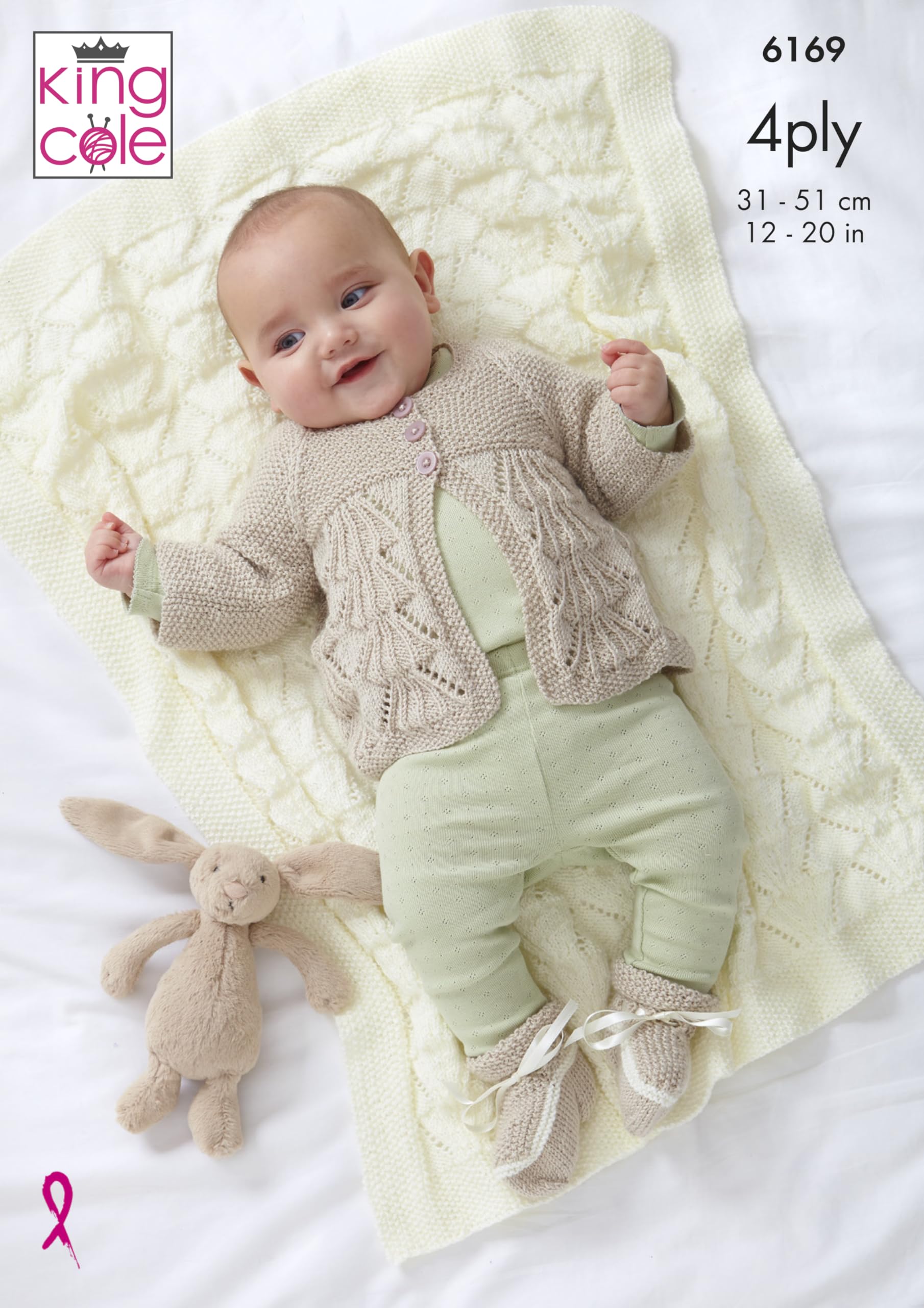 6169 King Cole Baby DK Knitting Pattern Blanket Jacket Sweater Shoes & Hat 4Ply