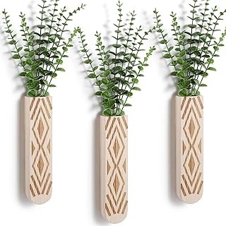 3 Pack Wood Wall Planter, Boho Wall Art for Entryway and Bathroom Decor,...