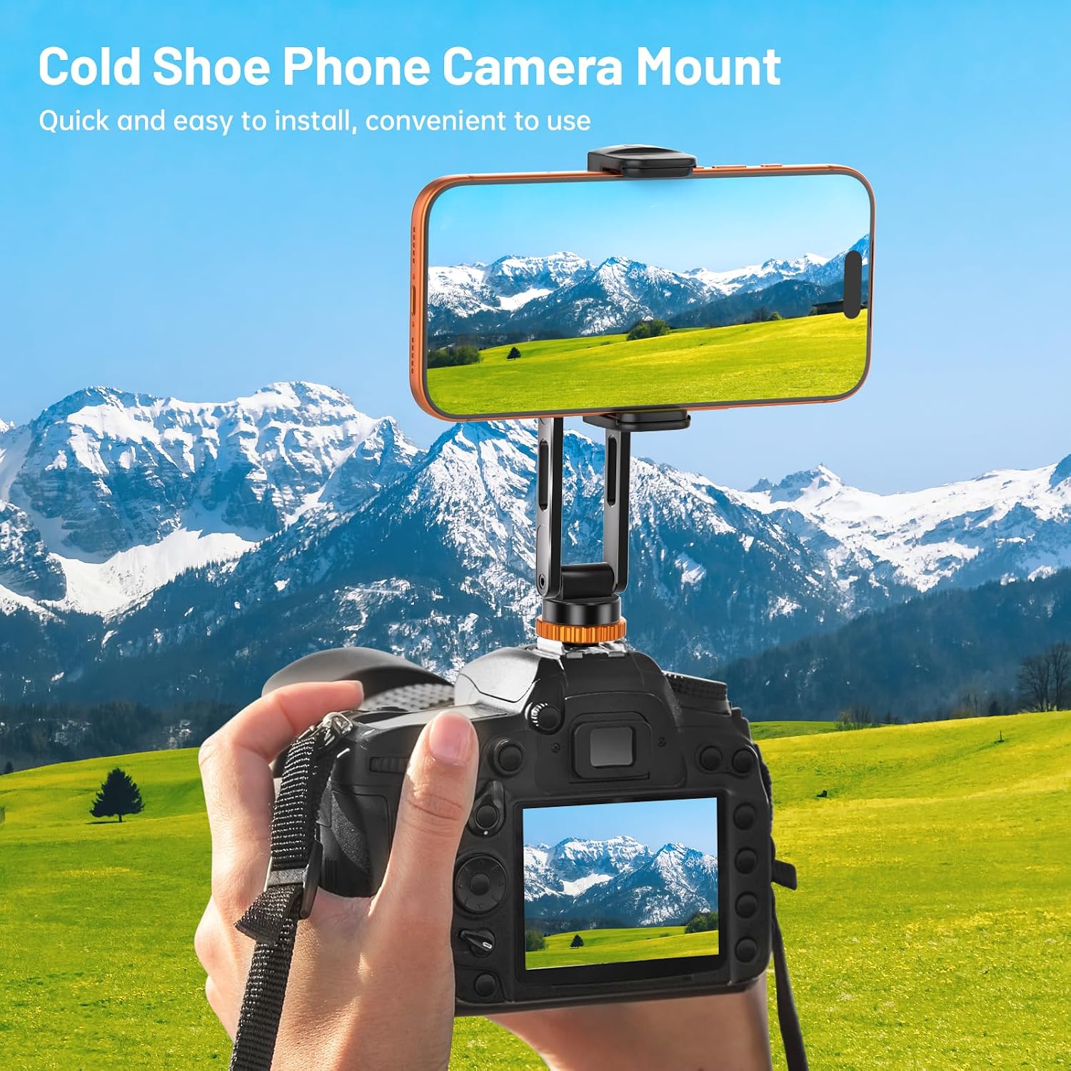 Phone Tripod Mount with Cold Shoe Mount, Portable Tripod Stand, Flexible Adjustable 2-Stage Arms Ball Joint Cellphone Holder Adapter, Compatible with iPhone 17|16|15|14|13|12|11, Nexus, LG, Galaxy Tab