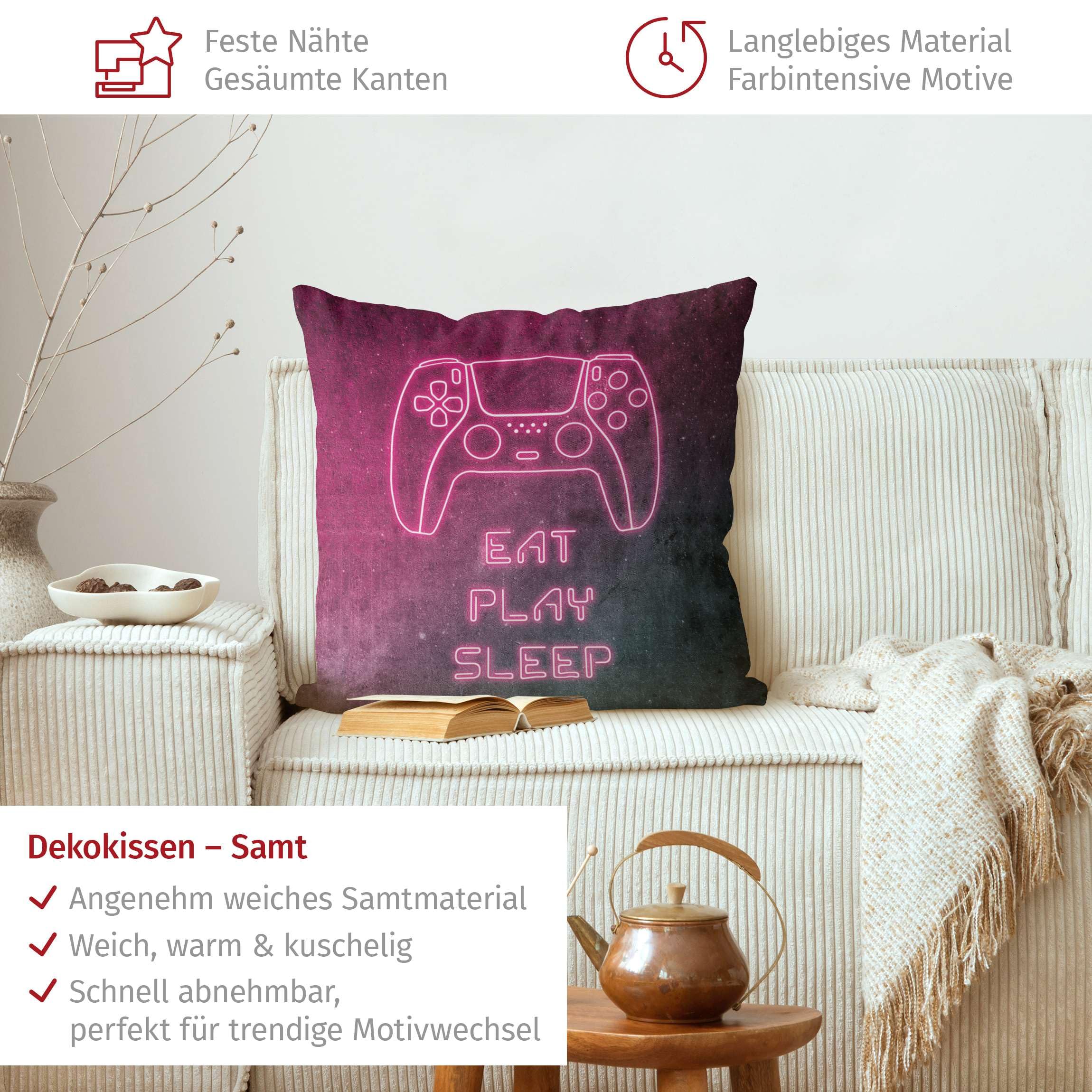 Deko Kissenhülle draußen/Outdoor waschbar Sprüche ohne Füllung Zierkissen - Made in Germany - Design Bezug pink Sofakissen Outdoor Sofa Bett 1793