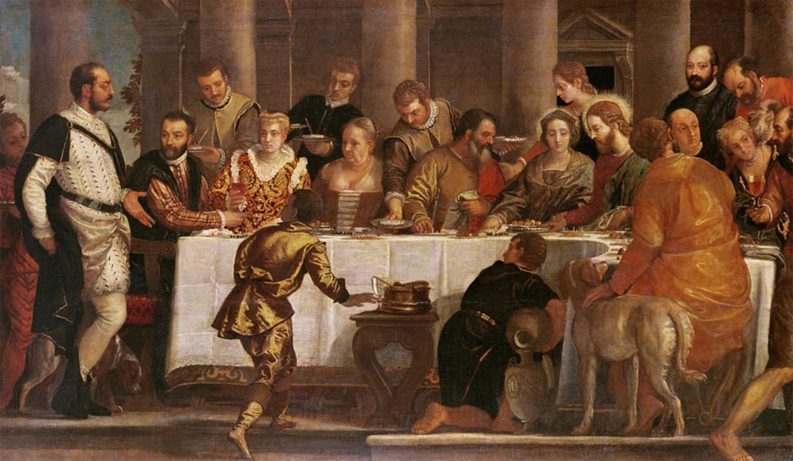 ARTXLXXBN Famous Painting Canvas Artwork Graffiti Print the Wedding Feast At Cana by Paolo Veronese Portrait Canvas Image for Home Decor 60x90cm