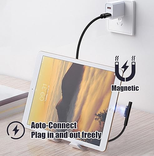 Miniatura 5 de YACSEJAO Cable de carga Surface Pro USB-C de 15 V3 A, 60 W, conexión de superficie a USB C, cable de carga para Surface Pro 76543 Go321 y más (6.6