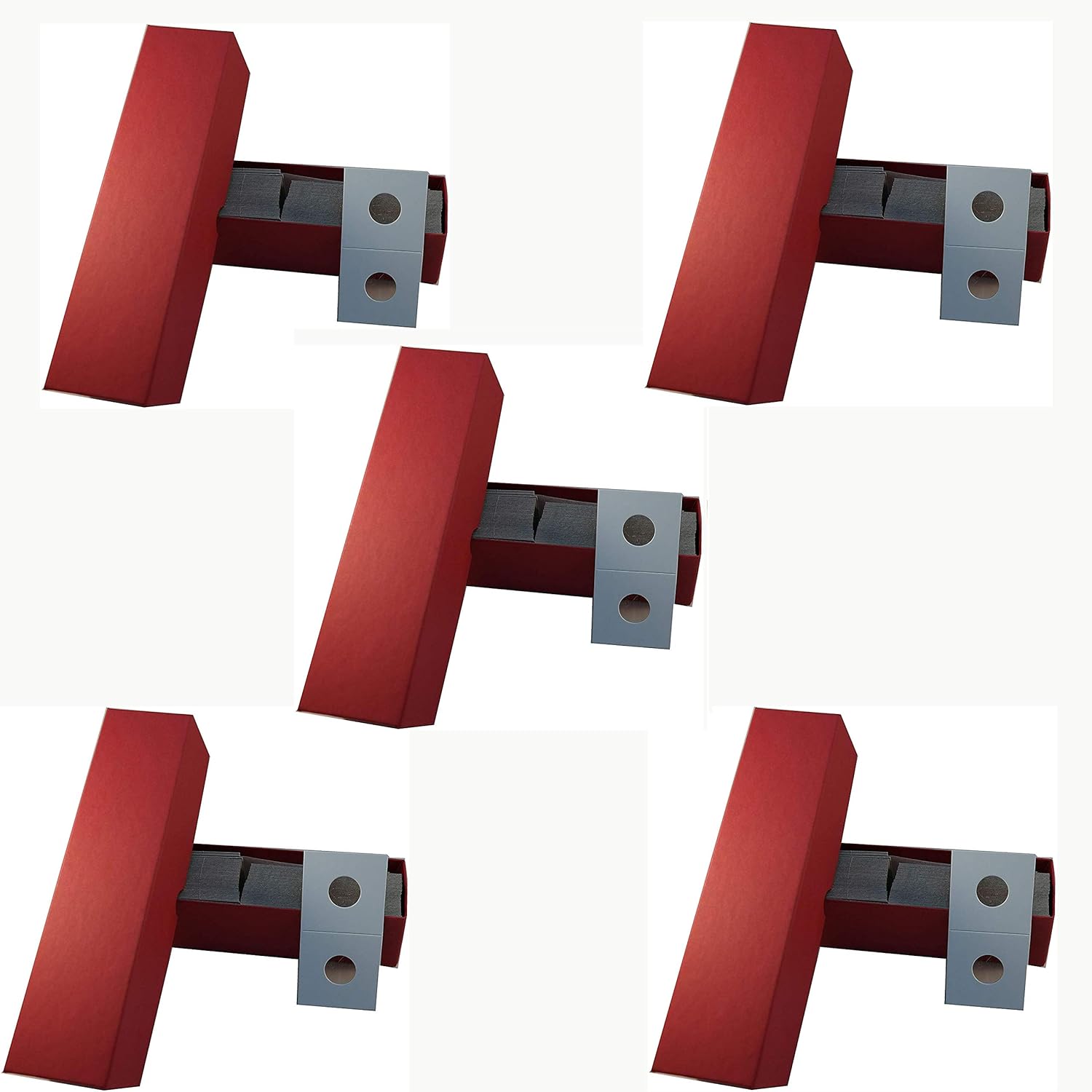 Guardhouse 2 x 2 Paper Staple Coin Holders for Cents 500 Count with Single Row Storage Boxes in Cent Red