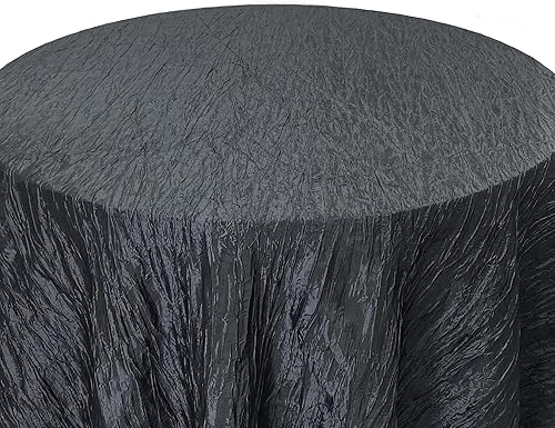 Miniatura 4 de Your Chair Covers - Mantel redondo de tafetán arrugado de 120 pulgadas - Mantel negro brillante para mesa de comedor para bodas, fiestas,