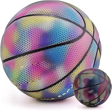 TITA-DONG Reflective Basketball, Glowing Holographic Basketball, Size 729.5 Luminous Basket Ball for Night Game, eflective Composite Leather Basketball, Night Basketball Gifts for Boys Girls#1