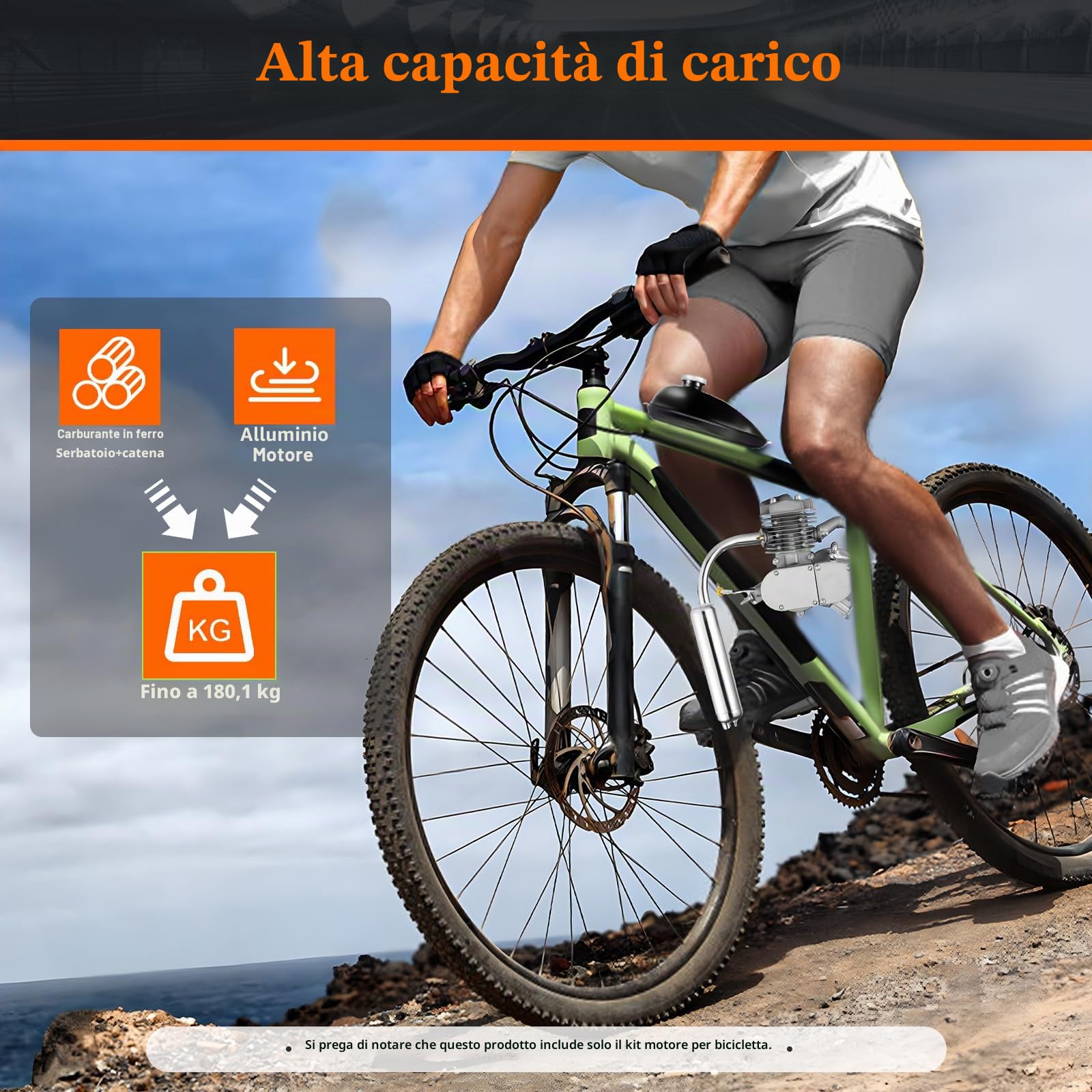 Motore a benzina a 2 tempi 80 CC per bicicletta, motore a benzina per bicicletta, motore ausiliario per bicicletta, kit motore singilindrico, raffreddato ad aria per la maggior parte delle