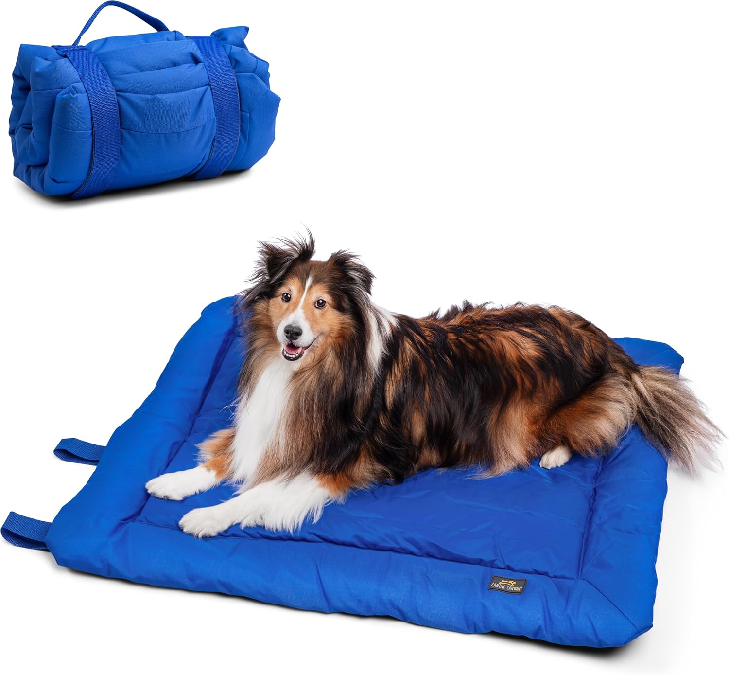 Travel Dog Beds, Foldable, Water Resistant, Machine Washable Pet Crate Mat for Medium Size Dog, Portable Indoor/Outdoor Pet Bed for Camping, Parks, or Home, Dark Blue