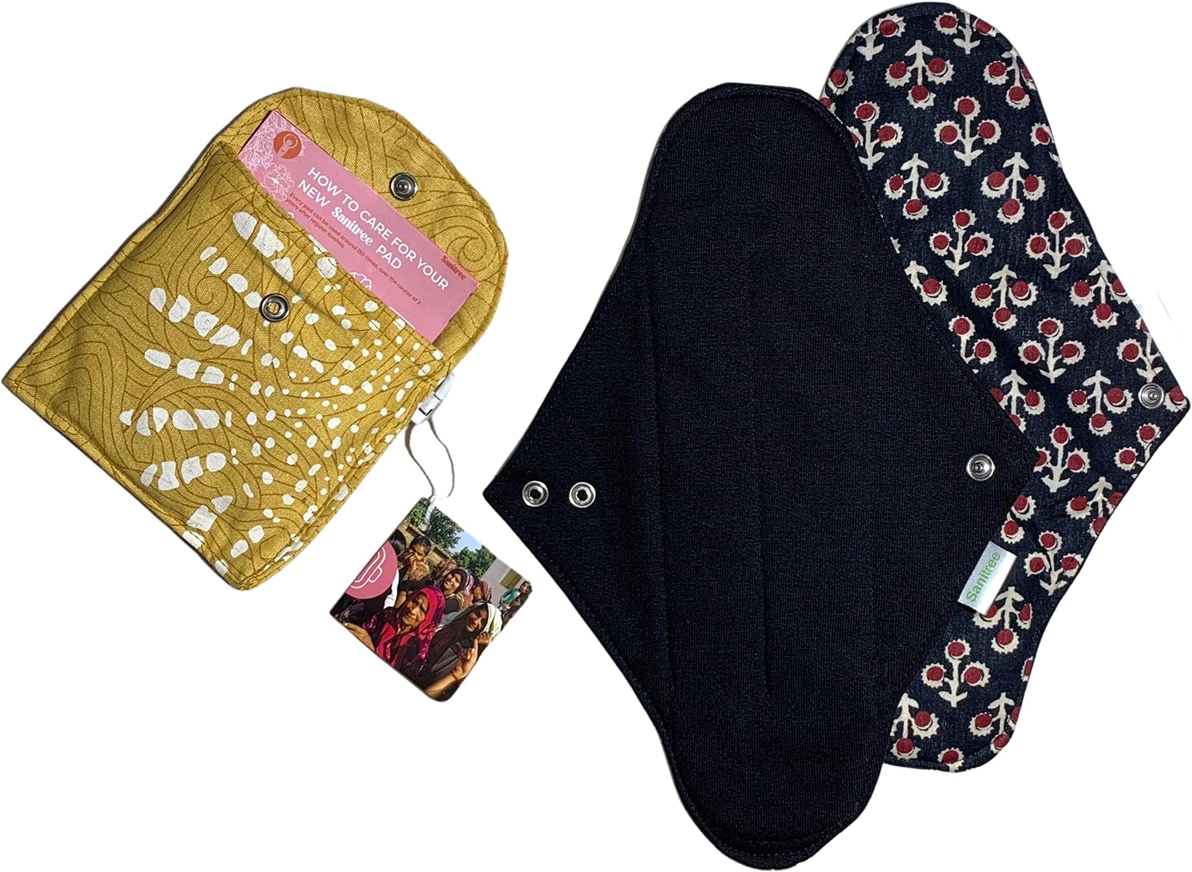 Sanitree Reusable Cloth pad | Washable | Menstrual pad | Biodegradable | Hygienic | Leakproof | Breathable | Organic | Eco friendly | Sustainable | Comfortable | Made in Bharat | Made by Women | (Pack of 1 Large Pad)