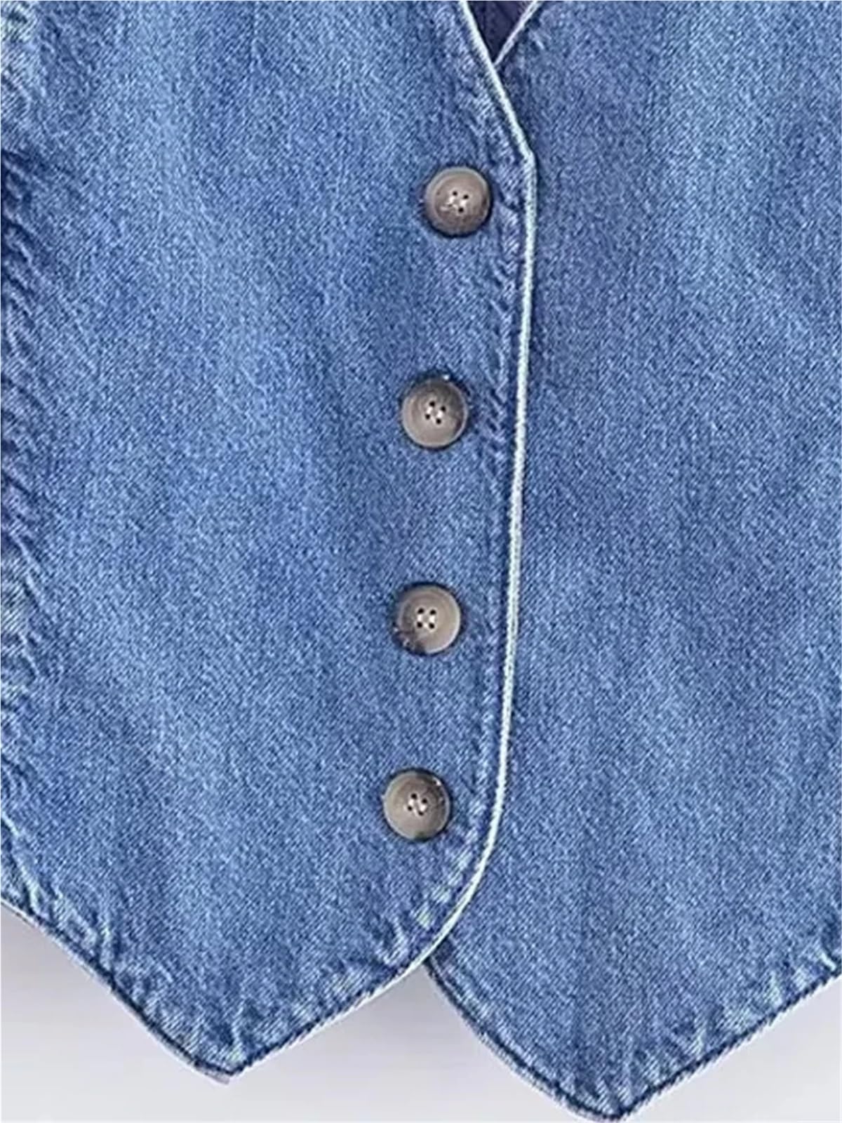 Maniche Vintage Gilet Di Jeans Gilet in denim con bottoni frontali, stile vintage, scollo a V, senza maniche, elegante, da donna