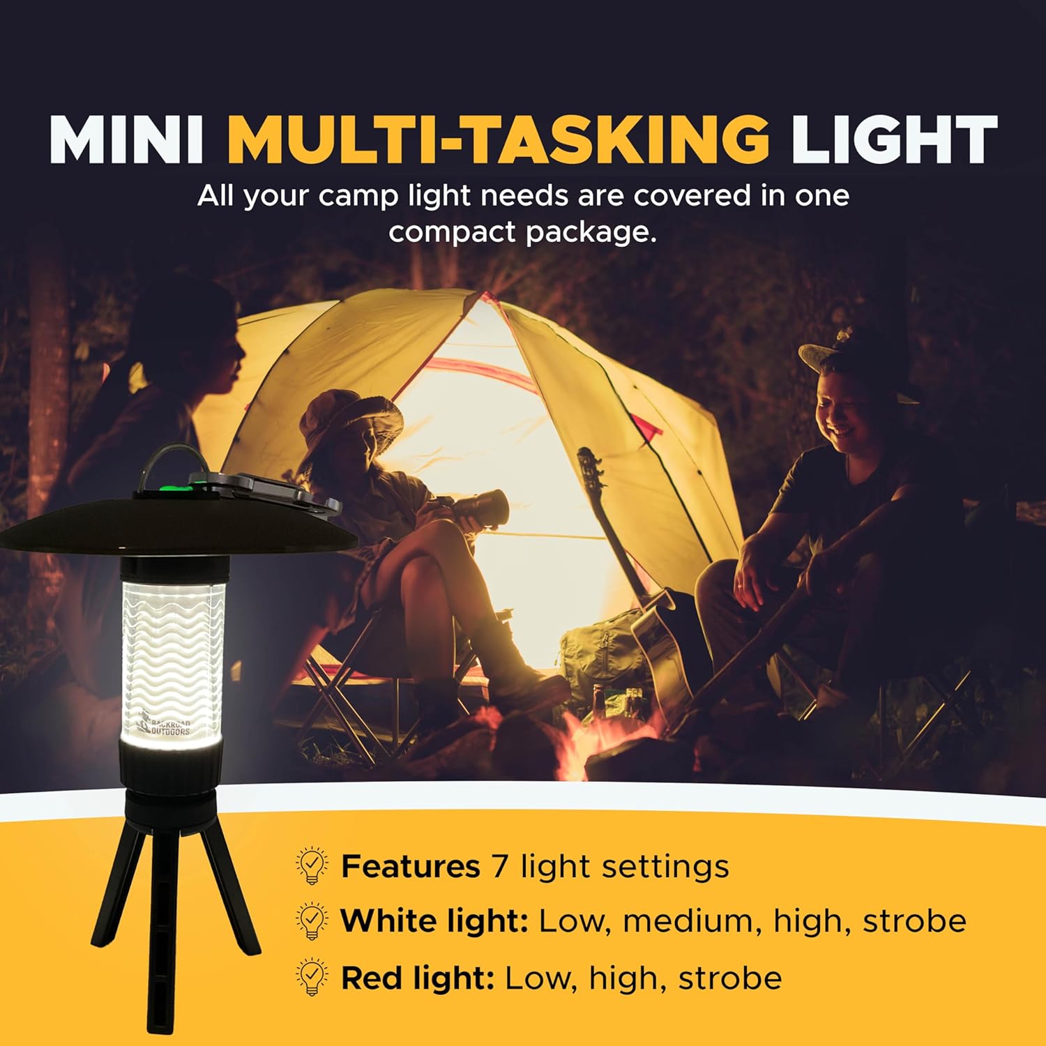 Rechargeable Mini LED Camping Light Hiking Fishing Hunting Including Stand 7 Modes Magnetic Base