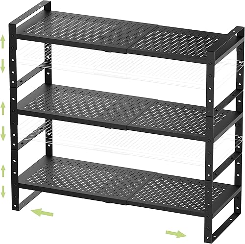 Miniatura 10 de Estante de despensa expandible apilable y ajustable para armarios de cocina, estantes de mostrador, solución de almacenamiento de armario, 1