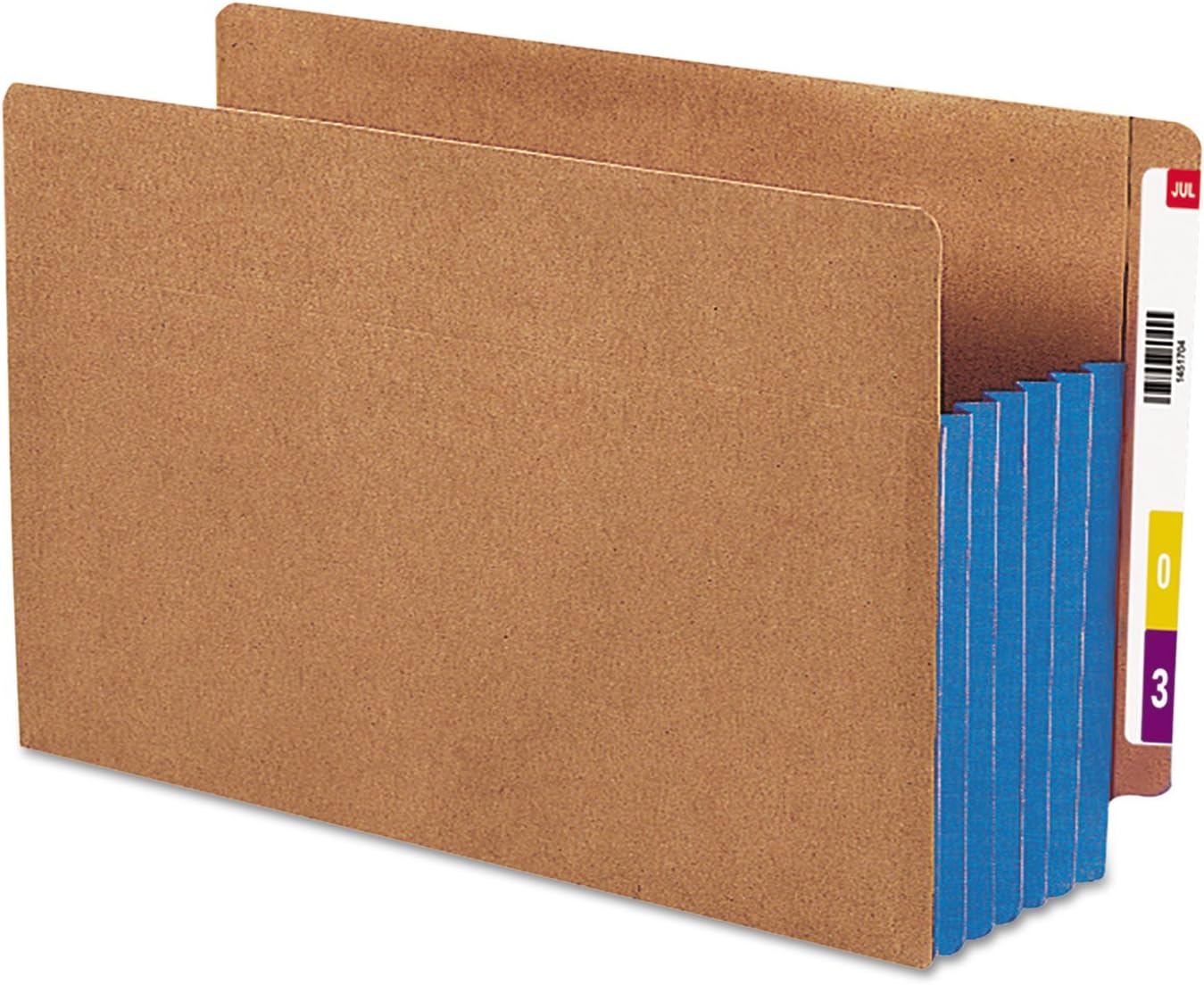 Smead End Tab Pocket, Reinforced Straight-Cut Tab, 5-1/4" Expansion, Extra Wide Legal Size, Redrope with Dark Brown Gusset, 10 per Box (74691)