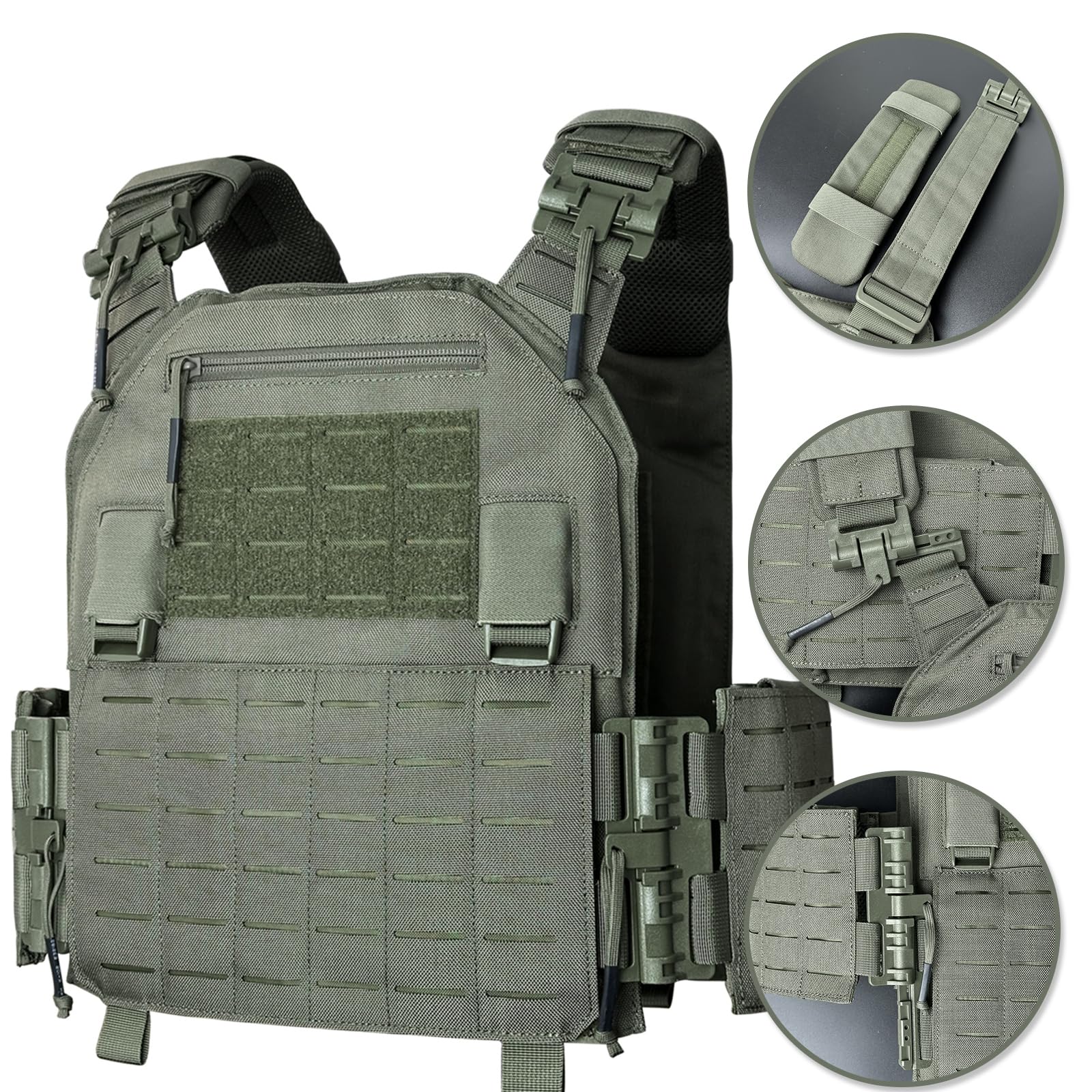 Support de Plaque Tactique Airsoft Upgrade Militaire JPC Lasercut Plate Carrier Airsoft Gilet de Protection Tactique en Nylon 1000D QRS MOLLE Compatible Avec Support de Plaque Robuste Pour Homme