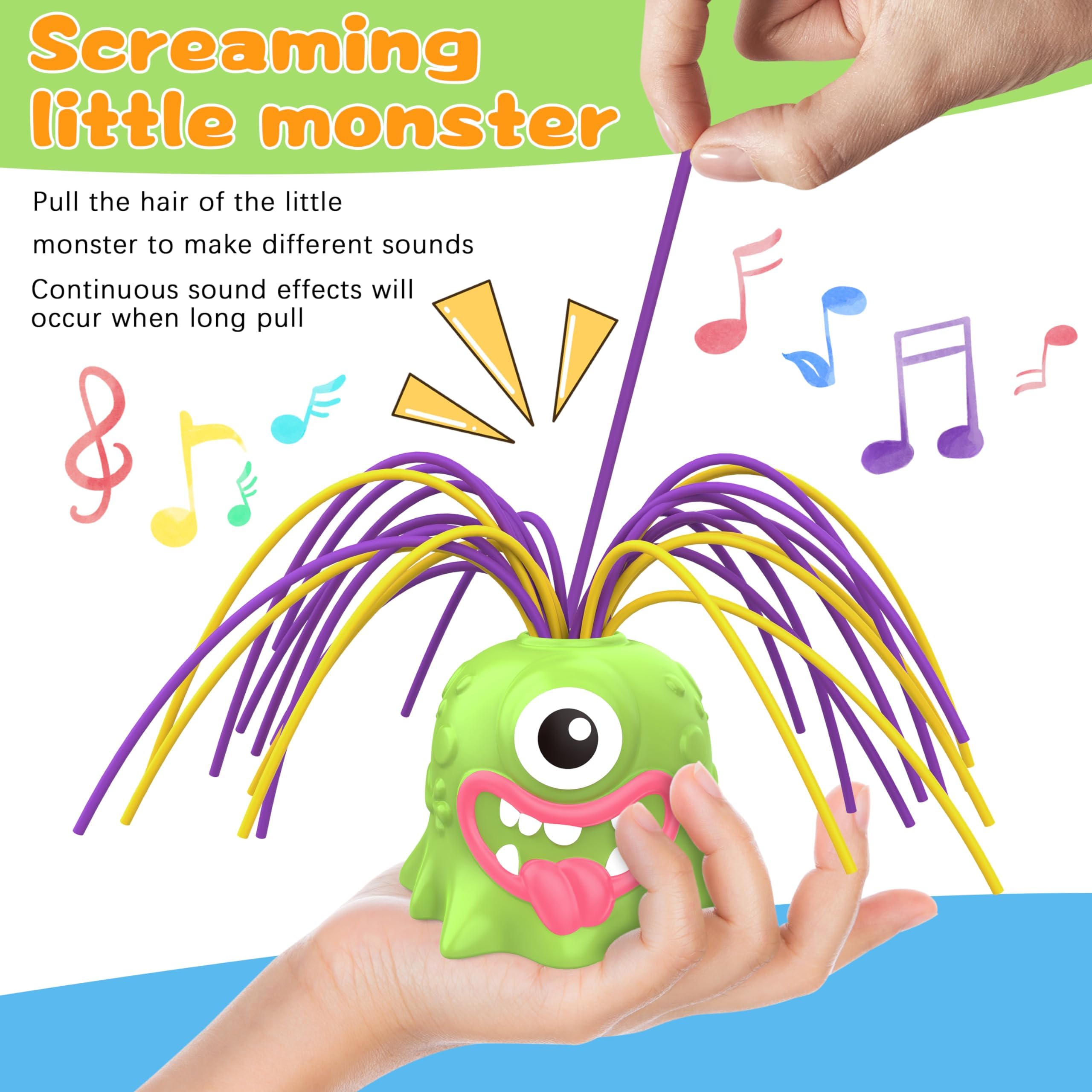 6 PCS Hair Pulling Fidget Screaming Monster Toys, Anti Anxiety Toys and Venting Novelty Toys - Image 3