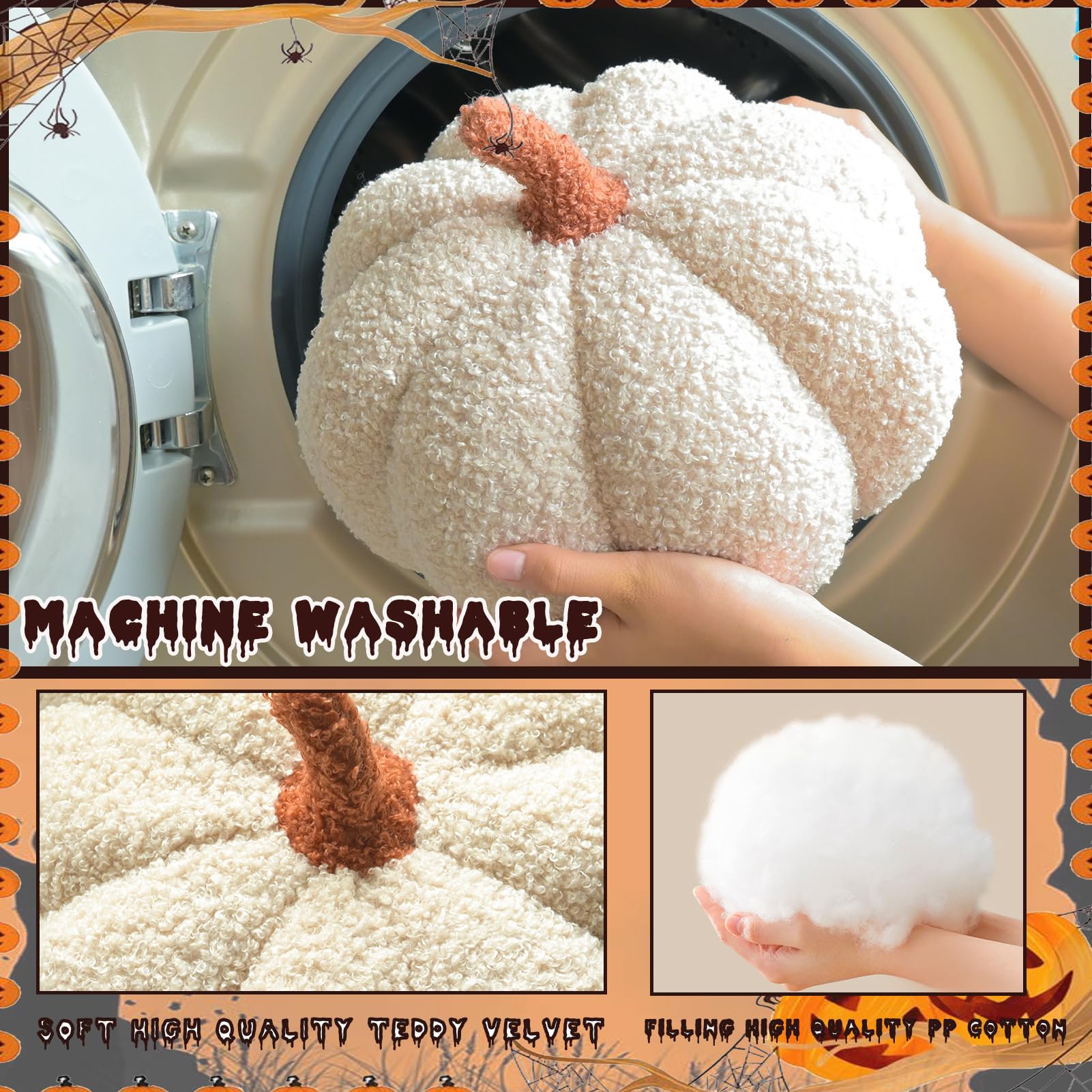 Juego de 2 cojines de calabaza, cojín decorativo de peluche, cojín decorativo de peluche, cojín de sofá, cojín de peluche, cojín redondo para el dormitorio, regalo de 20 y 30 cm