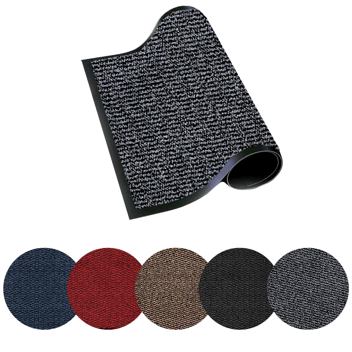 Dirt Trapper Door Mat Indoor & Outdoor - Non Slip Rubber Backing Carpet and Floor Mat for Home, Kitchen & Office - Super Absorbent Washable Rug Mat for Front & Back Door (Grey || 40 x 60)