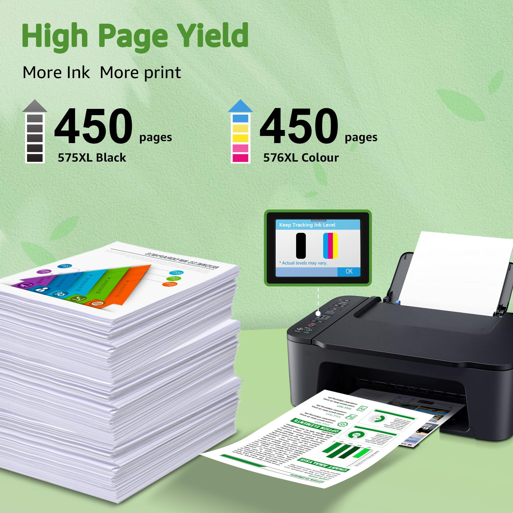 GREENSKY 575 576 PG-575XL CL-576XL Replacement for 575 576 Ink Cartridges for for PIXMA TS3550i TS3551i TR4750i TR4751i