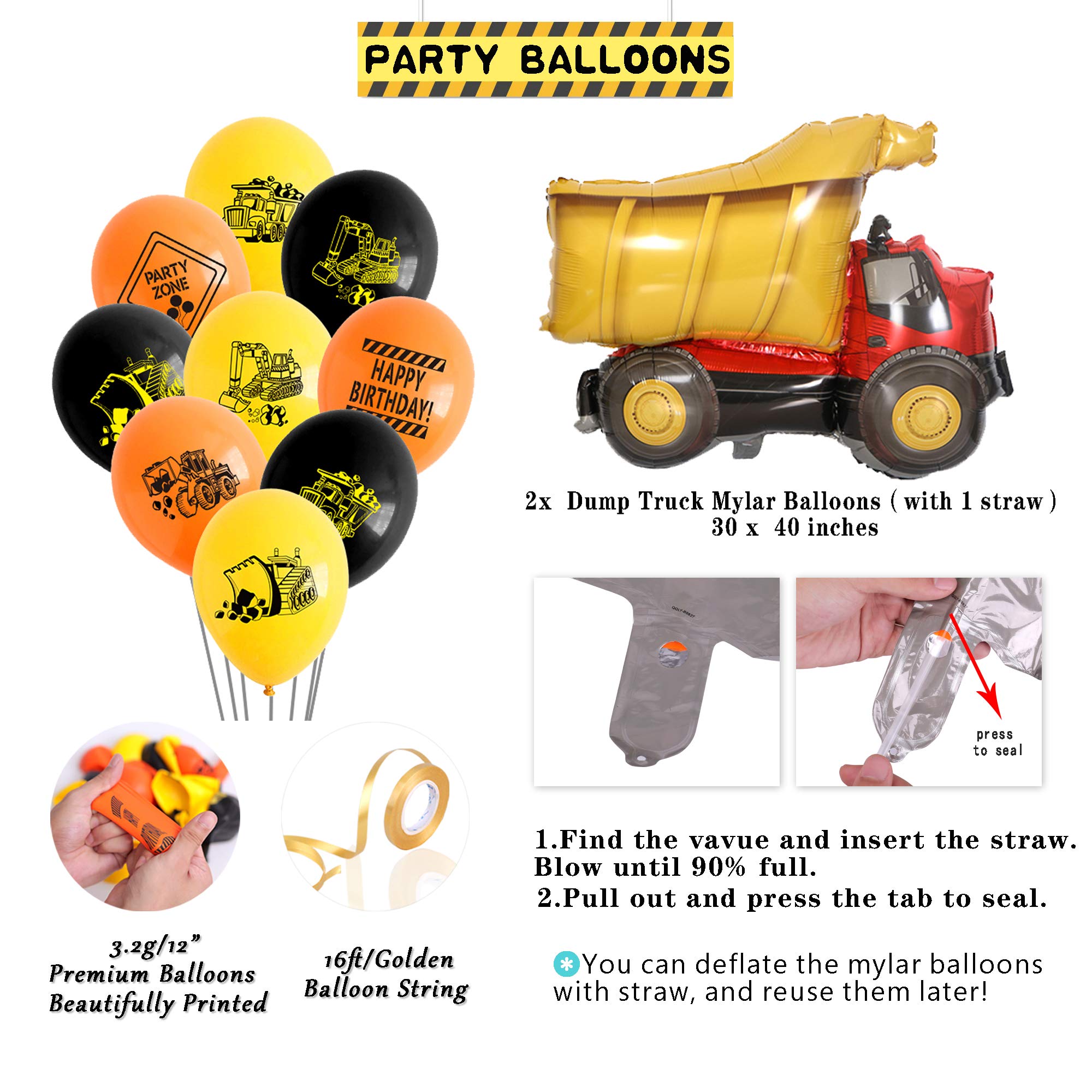 Construction Birthday Party Supplies Decorations Kit for Boys Dump