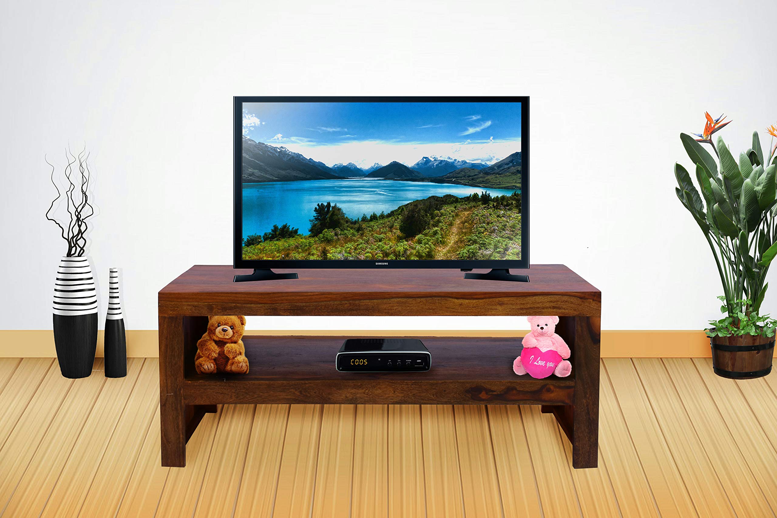 PC Wood Standard tv Stand Cabinet Unit for Living Room tv Tables Set top Box Stand (provisanal Teak) Solid Sheesham Wood-image-43