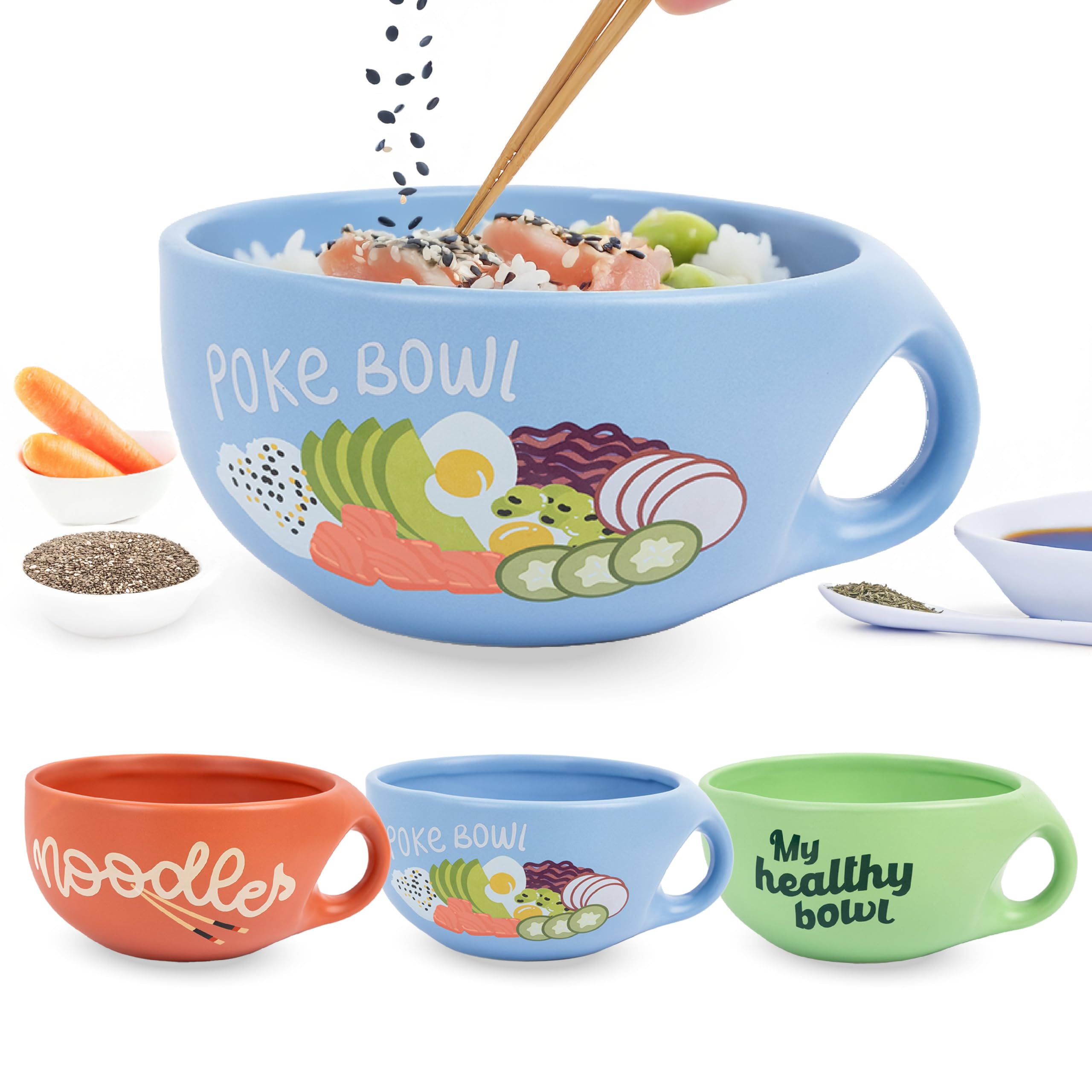 Fisura – Original Poke Bowl. 680 ml Unique Ramen Bowl with Japanese-Style. Ideal for Salads, Noodle Soup, Pho, Udon, and Soba. 19.5 cm x 8.5 cm